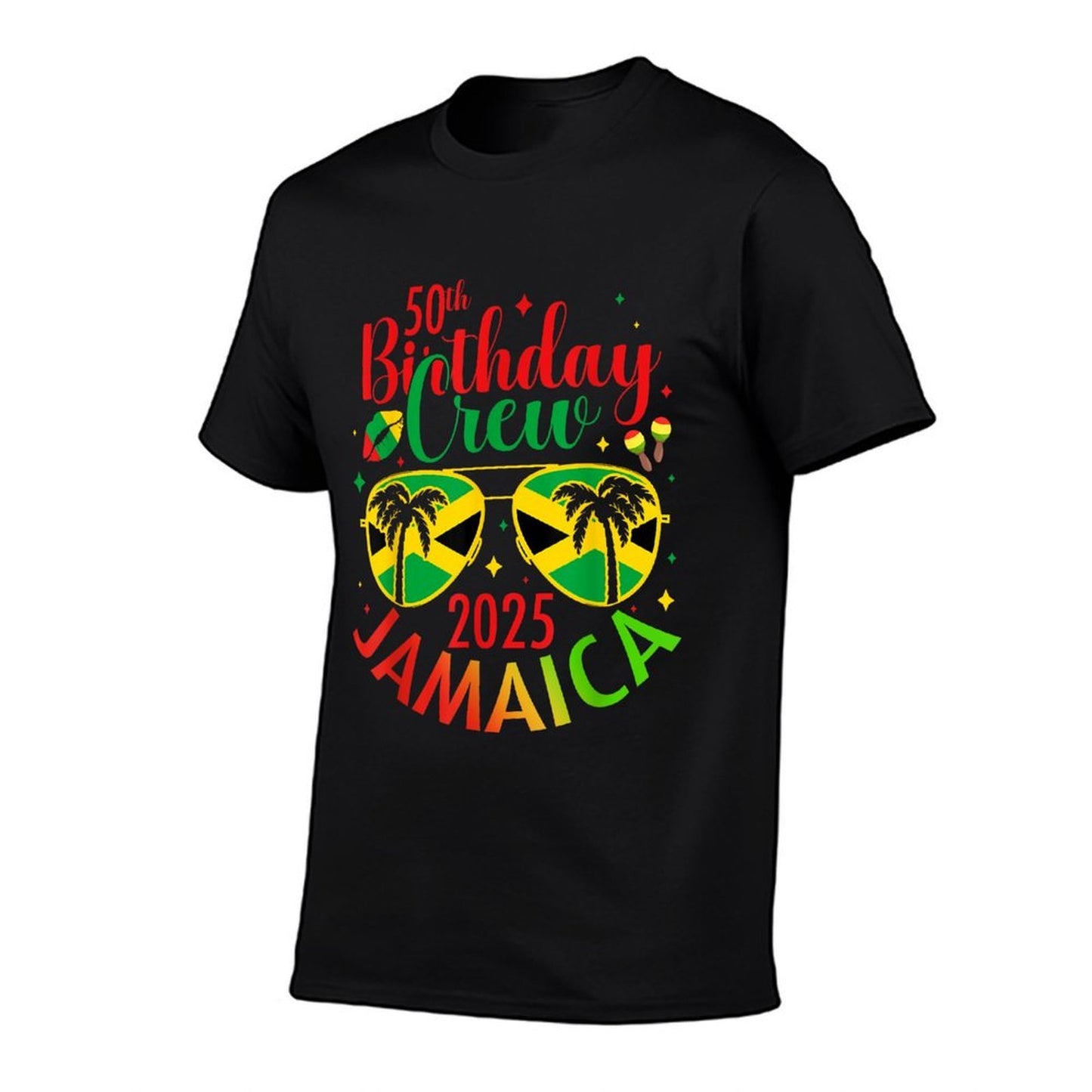 50th Years Old Birthday Crew Jamaica Trip 2025 Party Match Rolled Sleeves T-Shirt