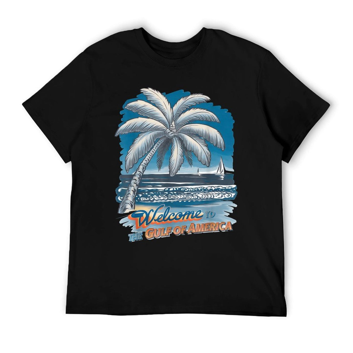 Gulf Of USA America Gift Men Women Flag Beach Cotton T-Shirt