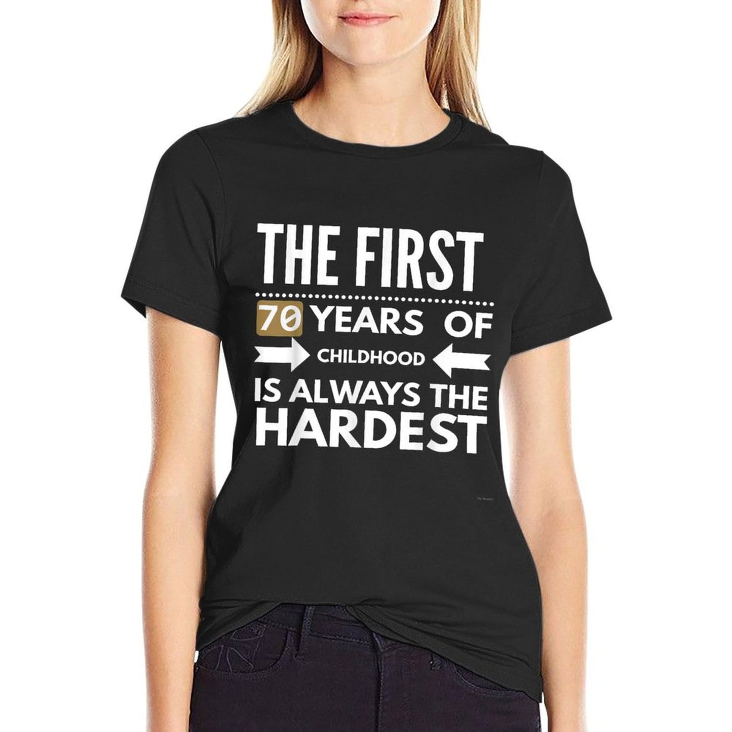 Funny 70th Birthday Gift For 70th Birthday Ribbed Collar T-Shirt