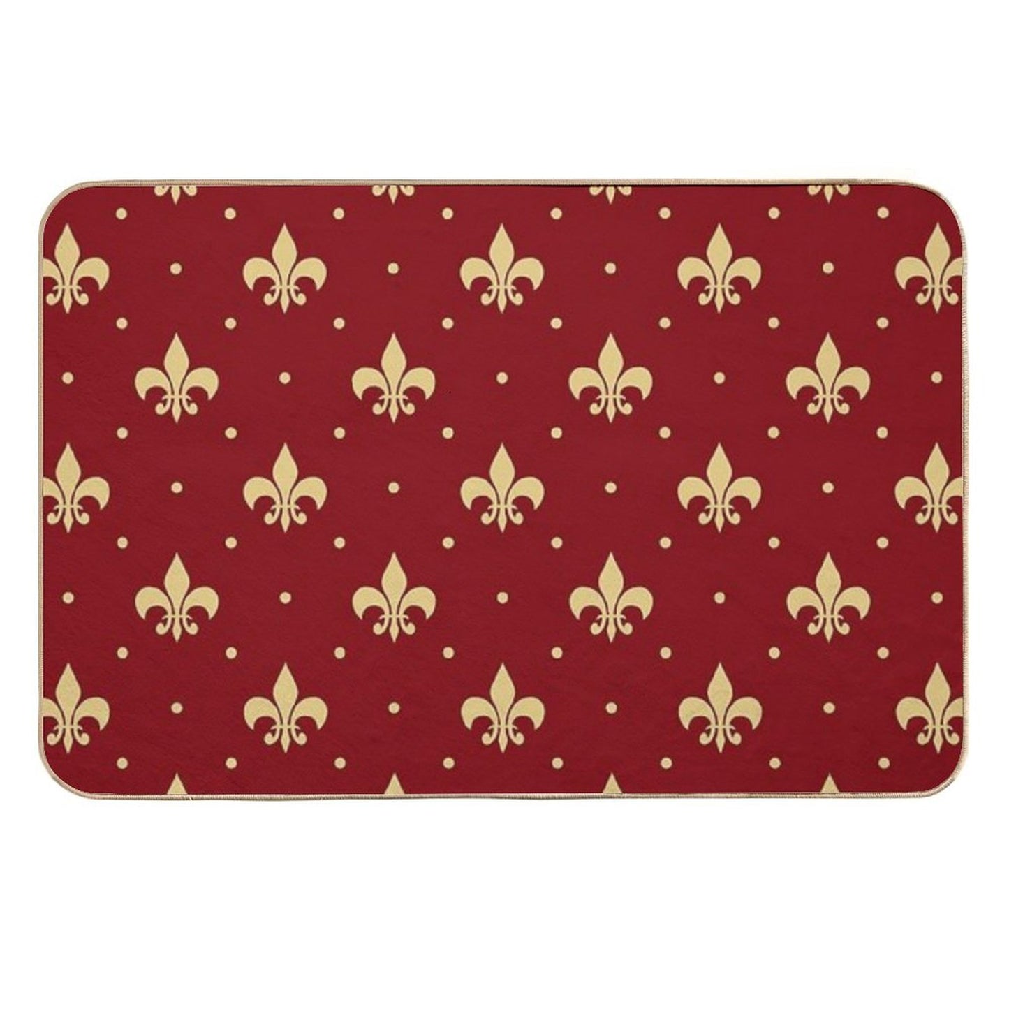 Fleur De Lis Design - Red Long-Lasting Bath Mat