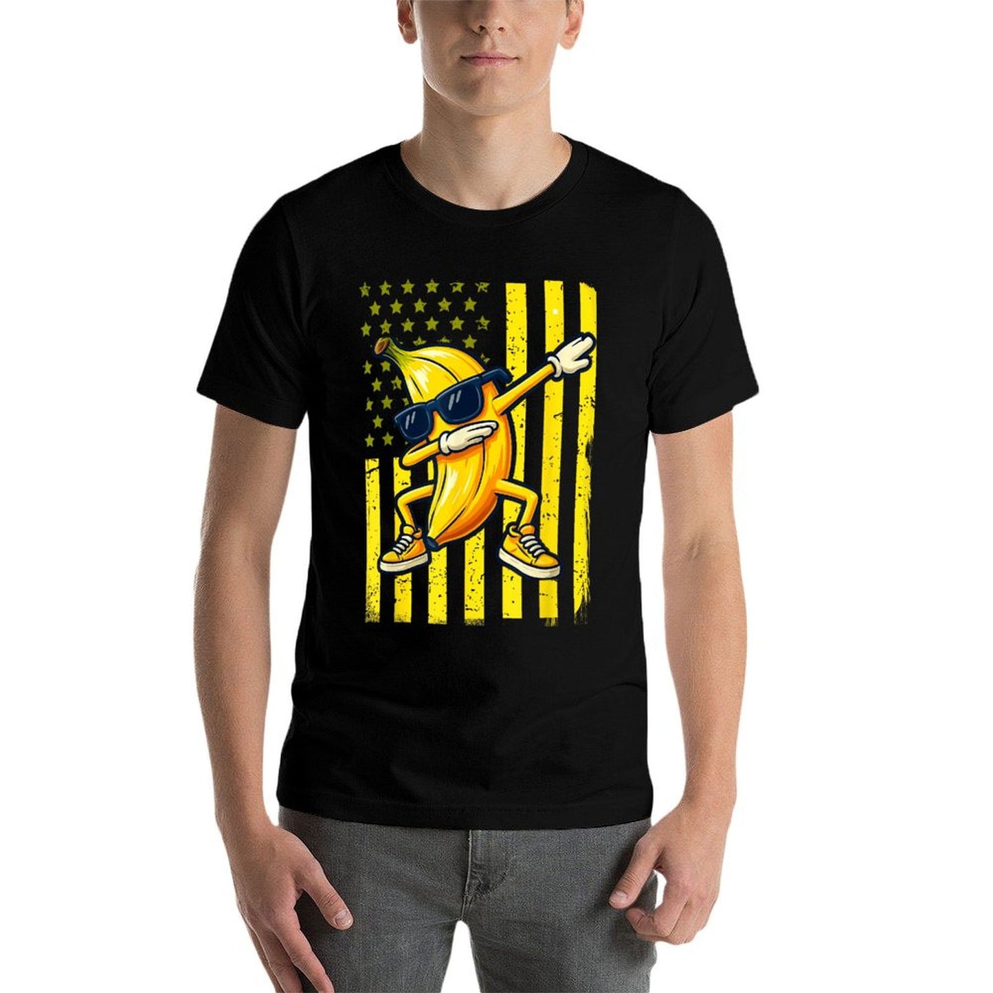 Graphic Banana Retro American Dabbing Banana Lover Relaxed-fit T-Shirt
