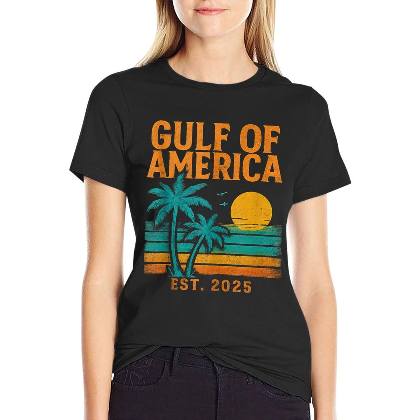 Vintage Gulf Of Us America Retro Sunset Gulf Of Us America Easy-care T-Shirt