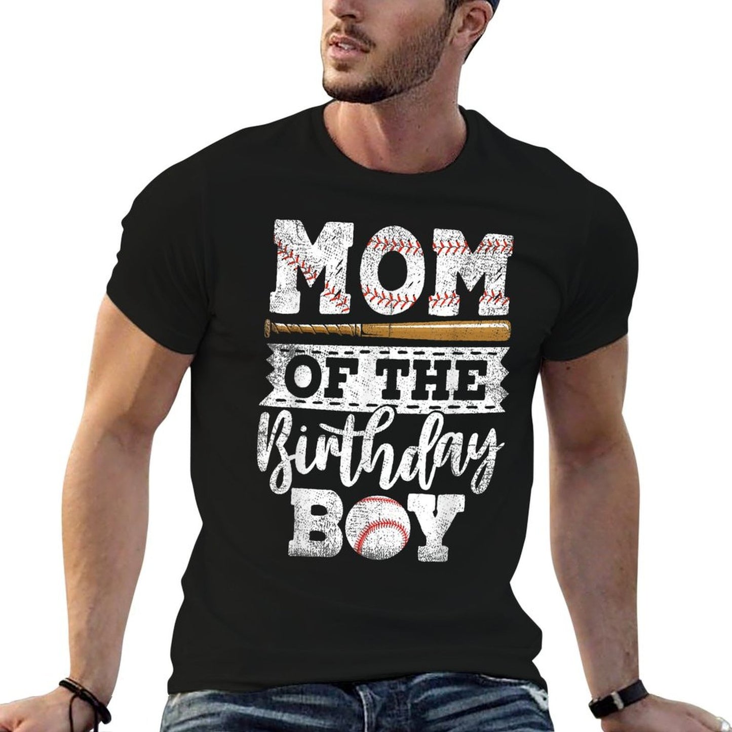 Mom Of The Birthday Boy Baseball Baller Kids Polyester Blend T-Shirt