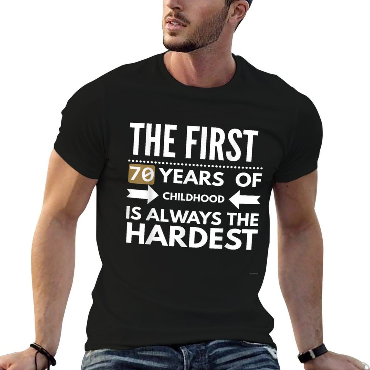 Funny 70th Birthday Gift For 70th Birthday Ribbed Collar T-Shirt