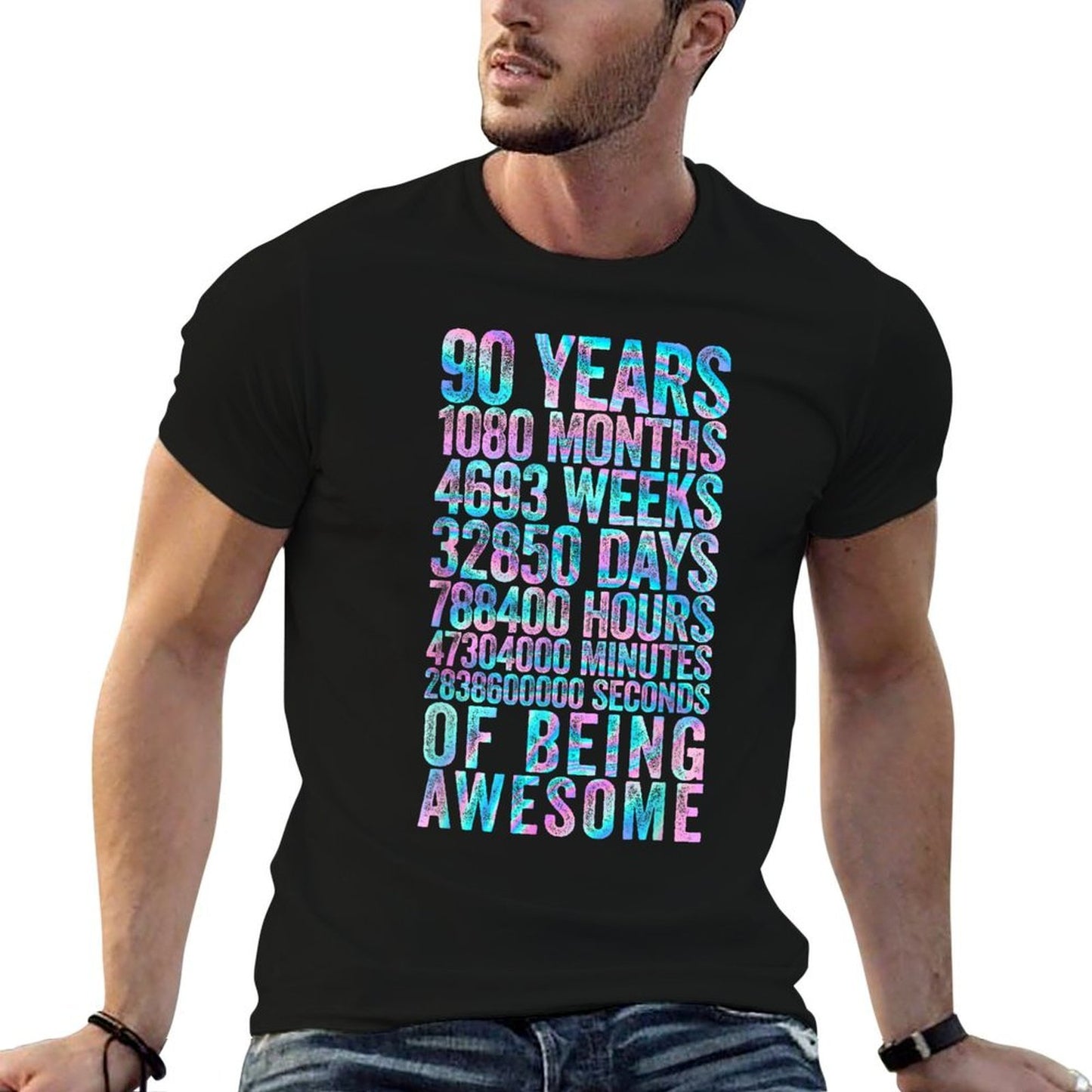 Funny 90th Birthday Old Meter Funny 90 Year Old Gifts Heathered Texture T-Shirt
