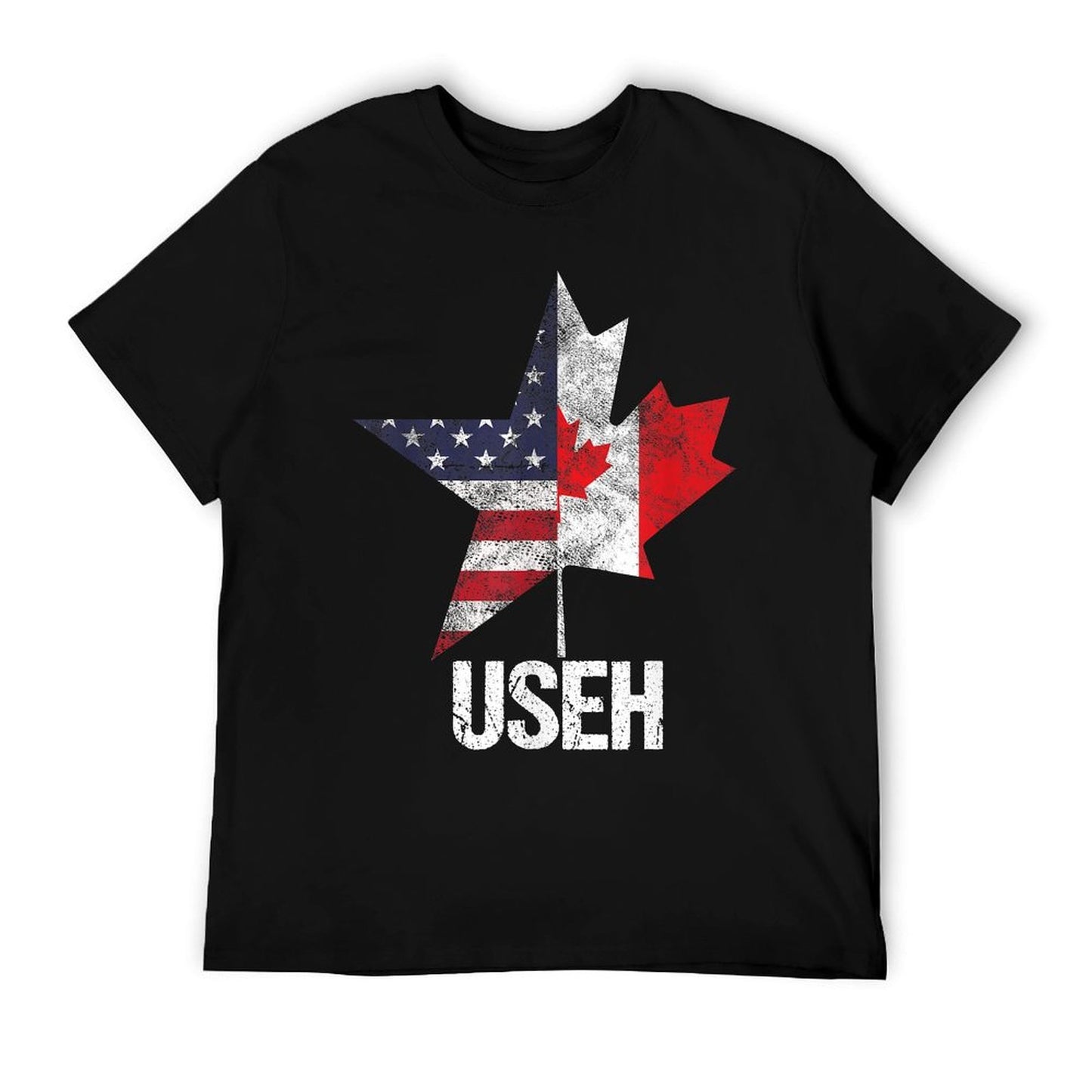 Half Canadian American USEH Canada USA Flag United States Graphic-printed T-Shirt