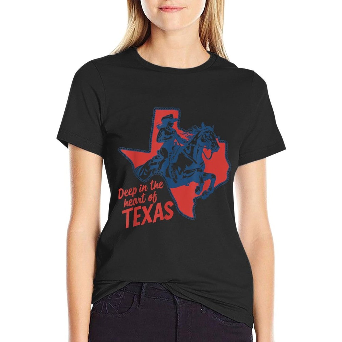 Retro Cowgirl Western Deep In The Heart Of Texas Slim-fit Cut T-Shirt