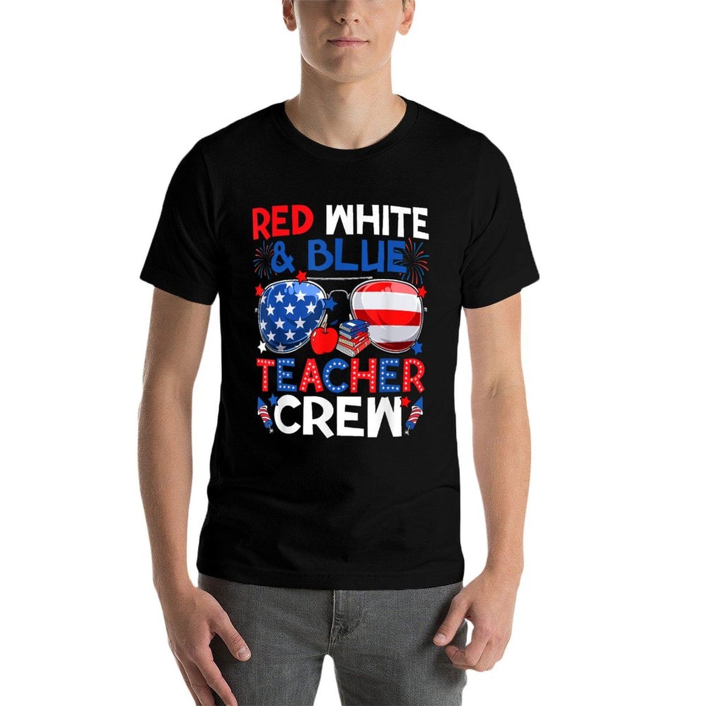 4th Of July Red White & Teacher Crew American Vintage-inspired T-Shirt
