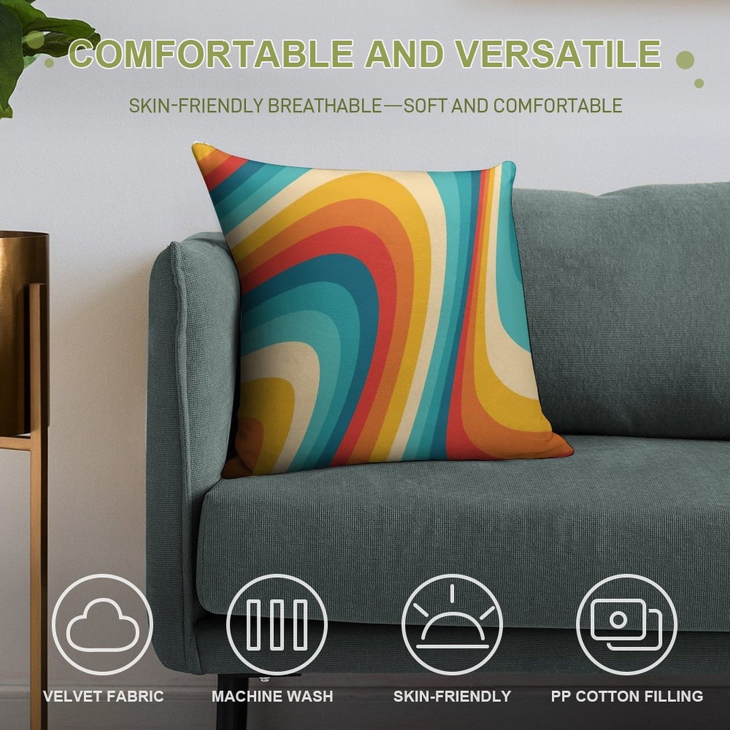 70s Retro Aesthetic Soft Easy Maintenance Throw Pillow