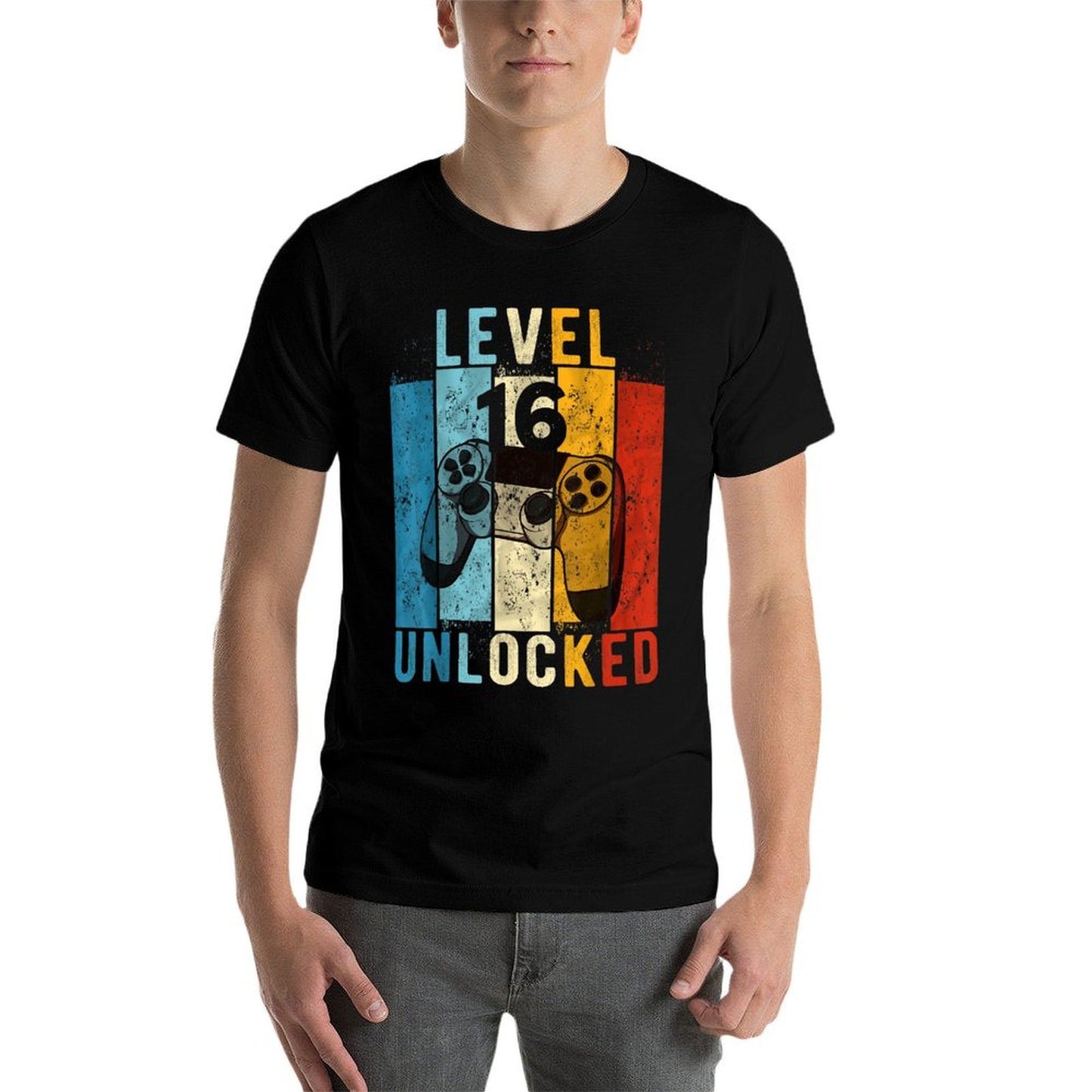 Level 16 Unlocked Video Gamer 16 Year Old 16th Birthday Gift Summer-ready Fabric T-Shirt