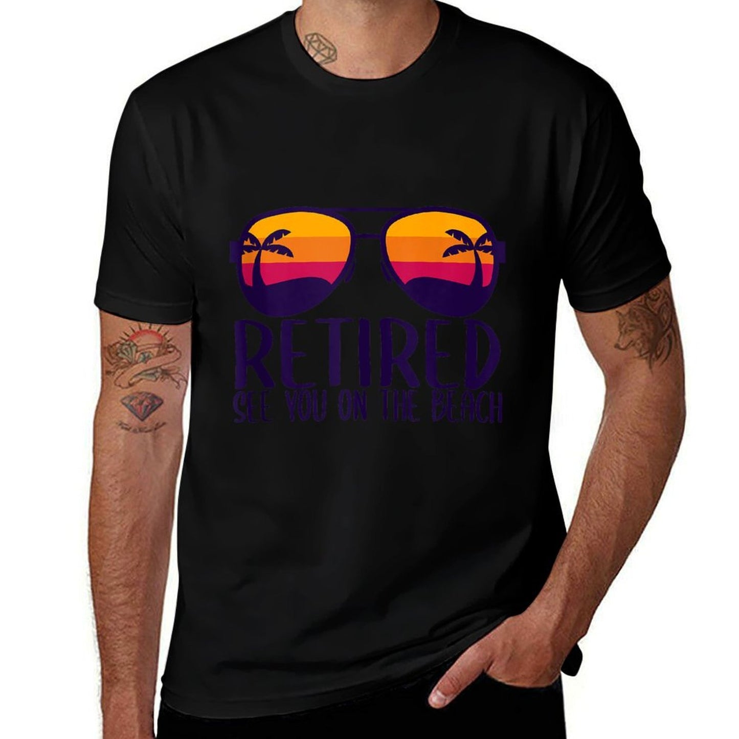 Retired See You On The Beach Funny Retirement Party Gift Polyester Blend T-Shirt