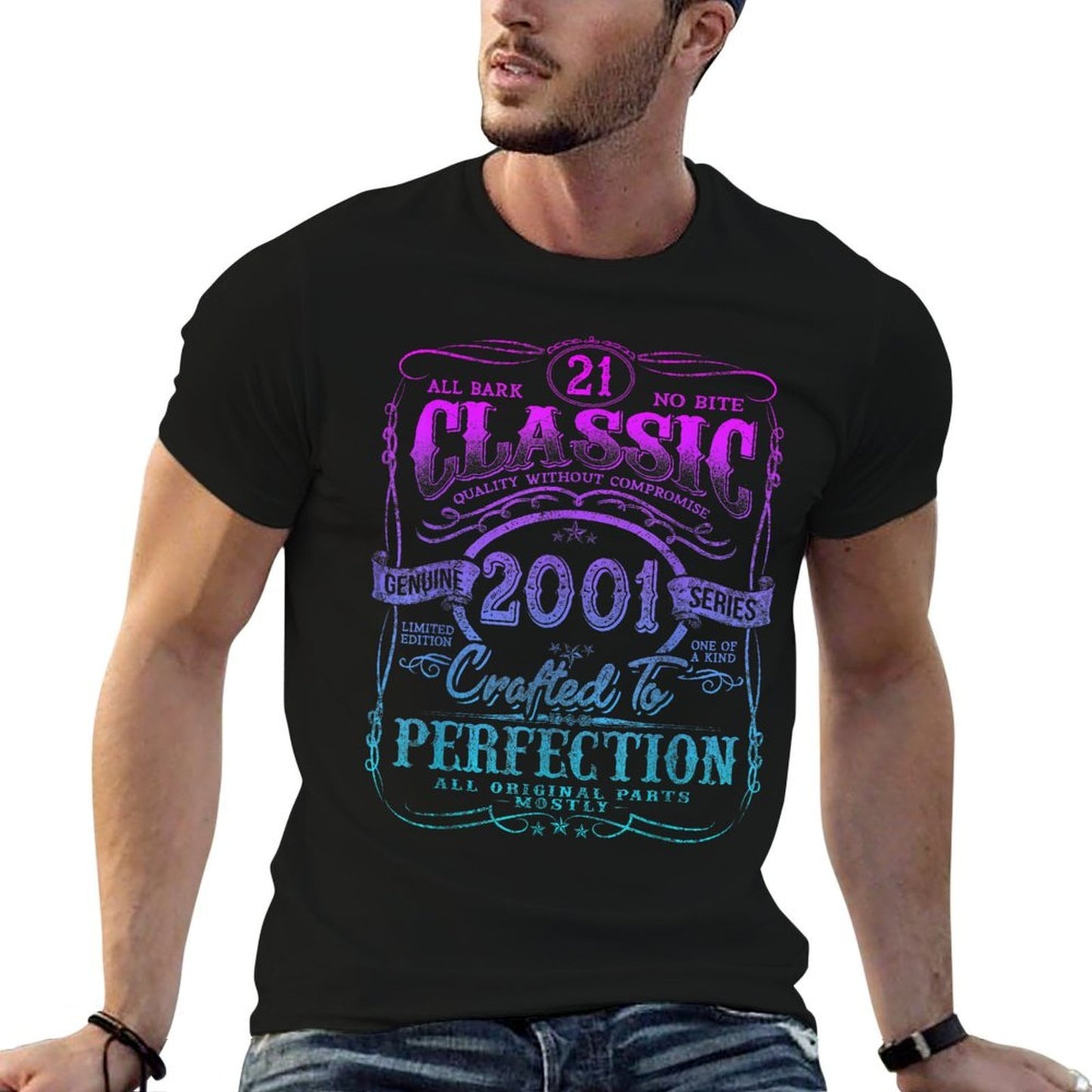 Vintage 2001 Limited Edition 21 Year Old 21st Birthday Trendy Pattern T-Shirt