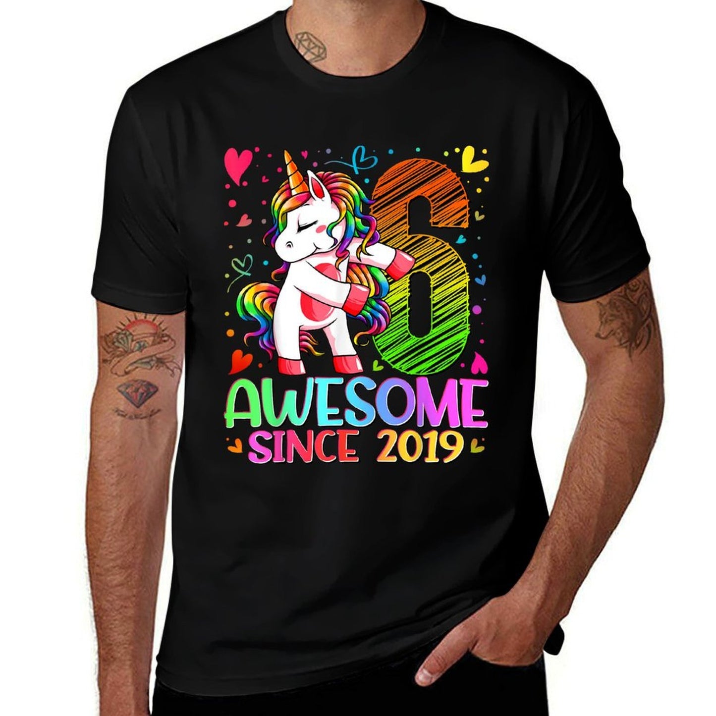 6 Year Old Unicorn Gifts For Girls 6th Birthday Girl Party Oversized Silhouette T-Shirt