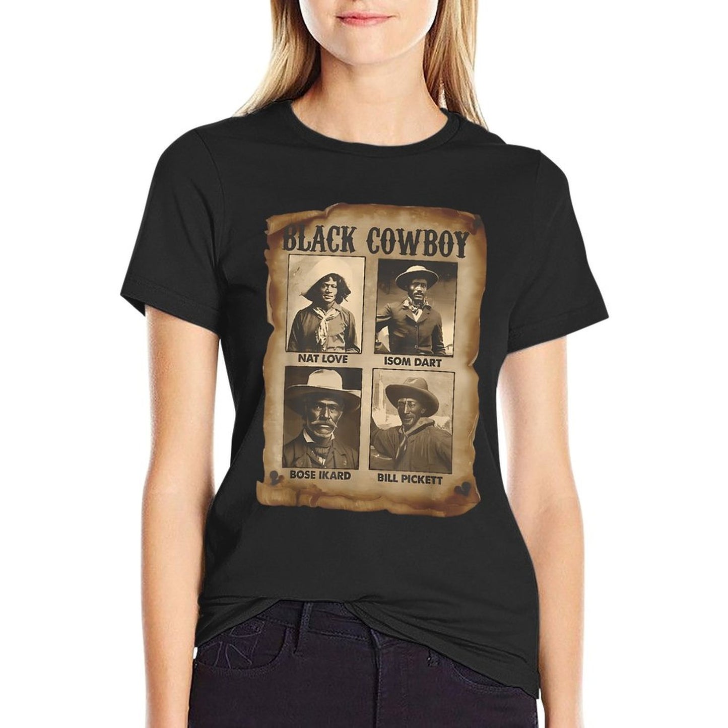 Black Cowboy Western Rodeo Melanin Black History Texas Men Oversized Silhouette T-Shirt