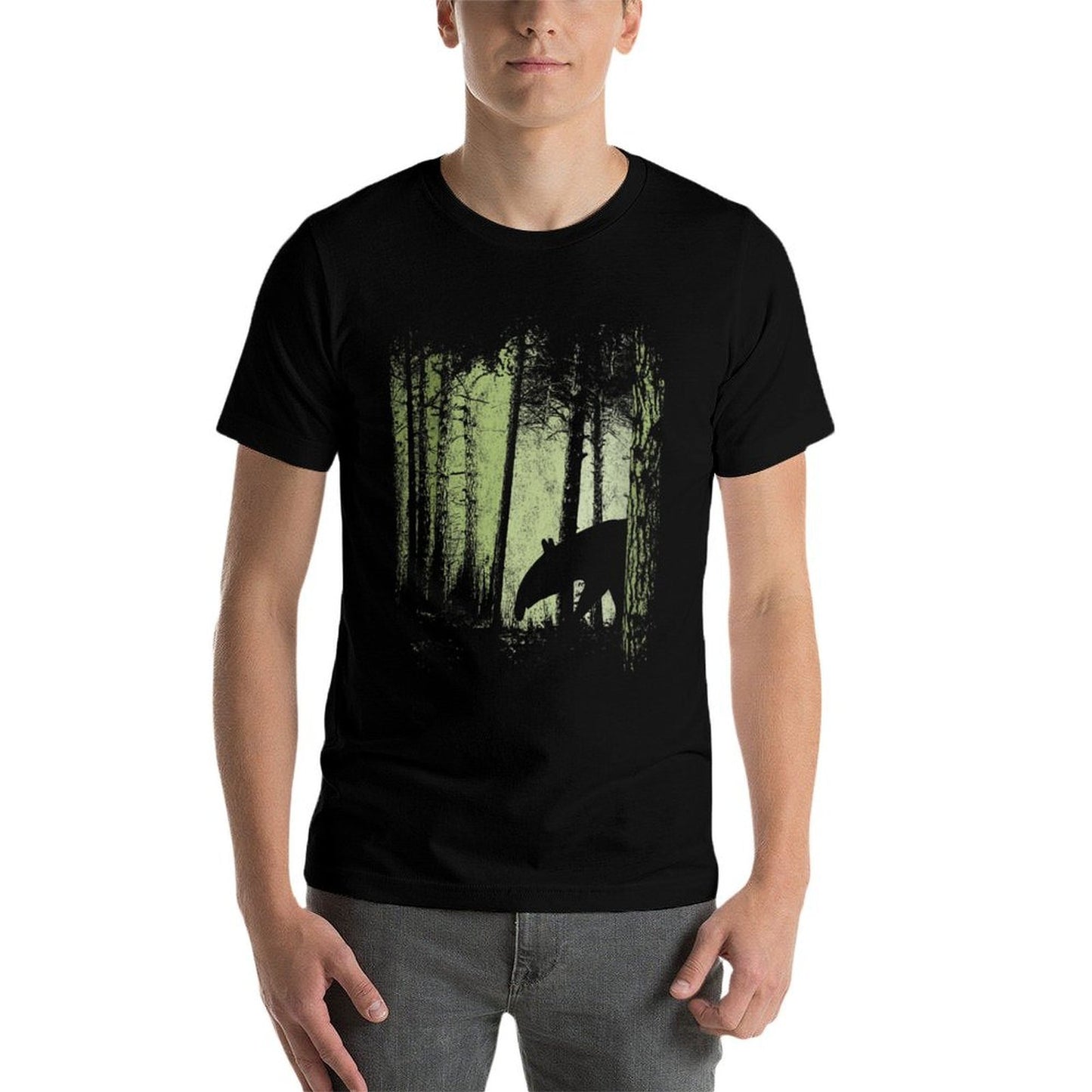 Womens Funky Stylish Tapir Silhouette in Twilight Jungle Forest Classic T-Shirt
