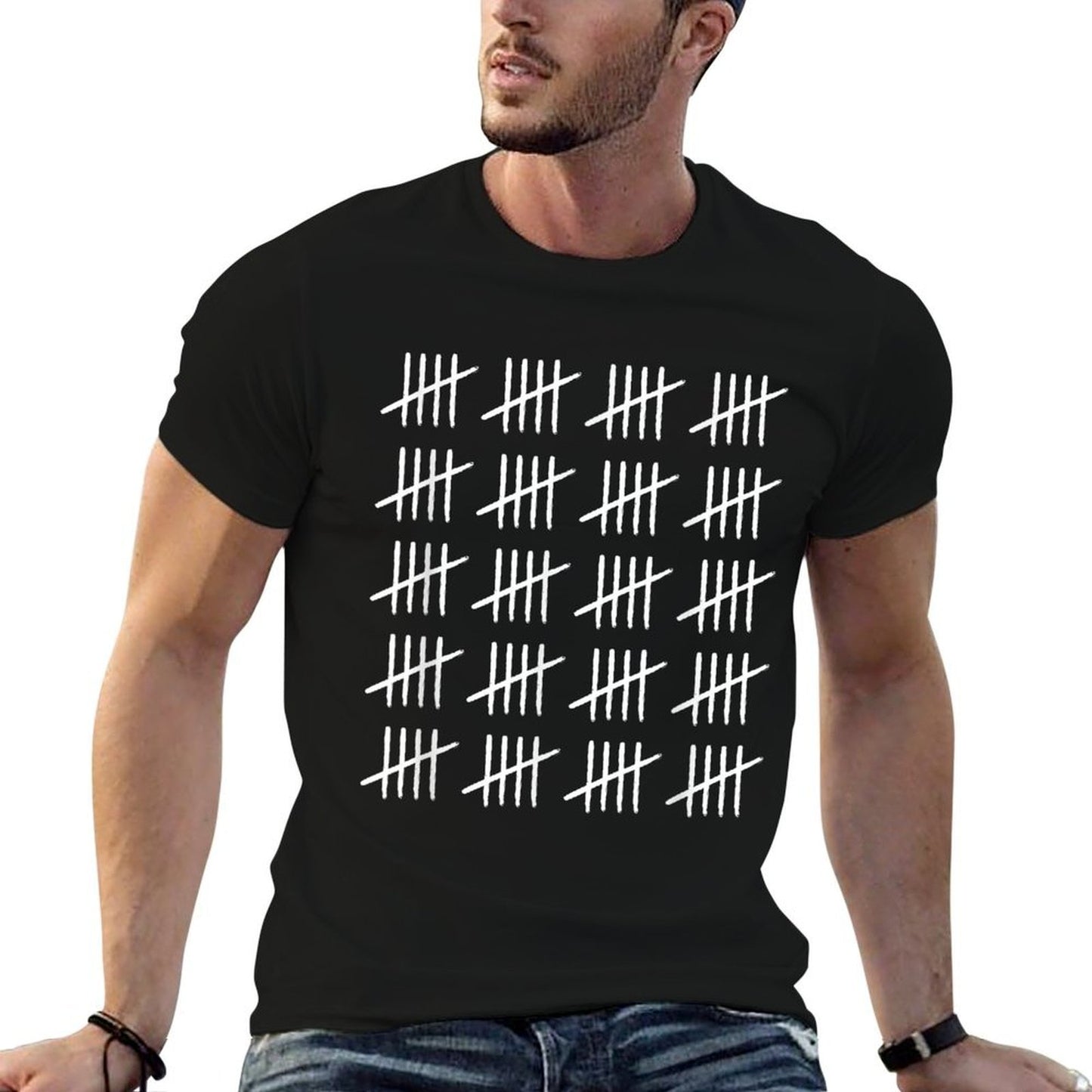 100 Years Old Tally Marks 100th Birthday Ribbed Collar T-Shirt
