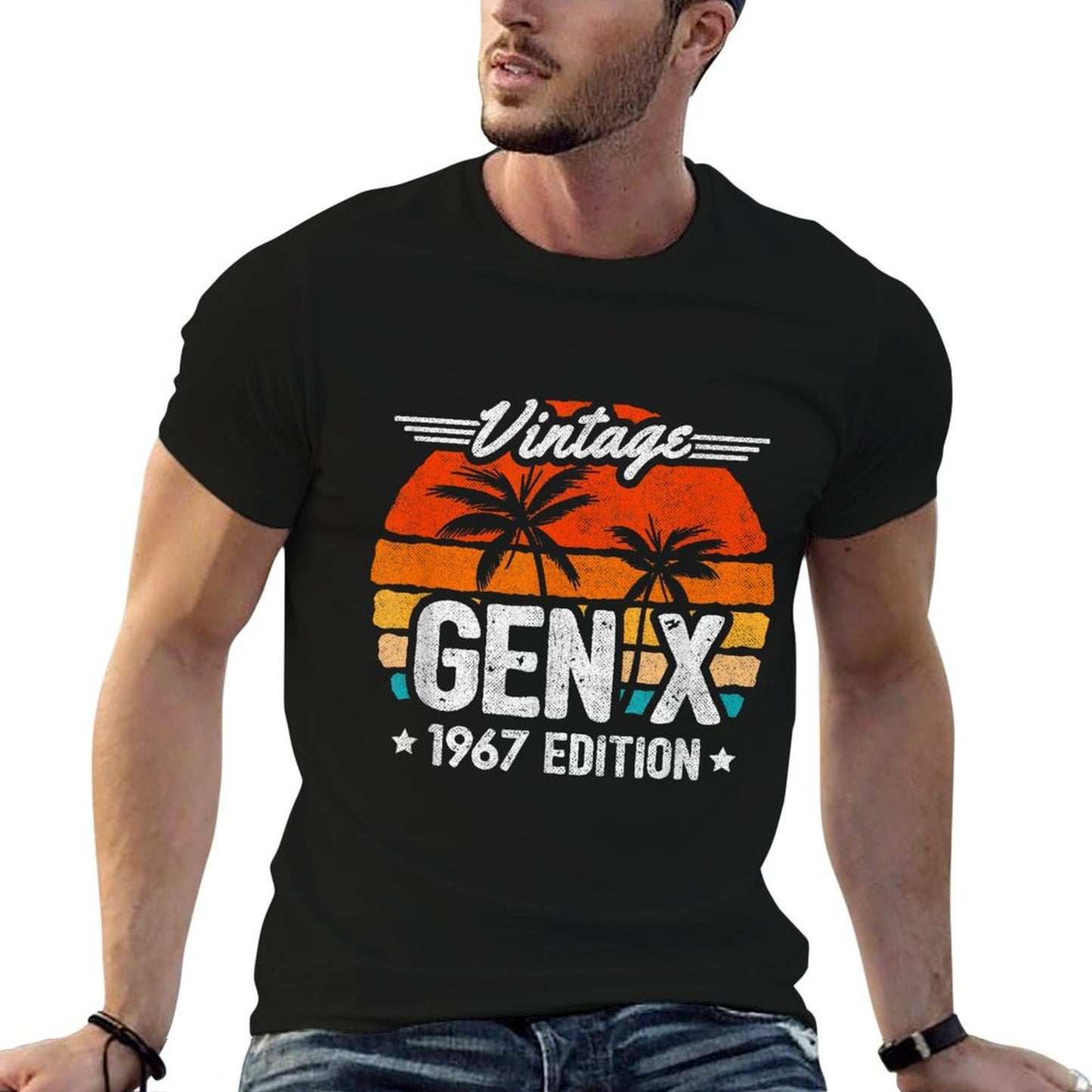 Gen X 1967 - Generation X 1967 Birthday - Gen X Vintage 1967 Ribbed Collar T-Shirt
