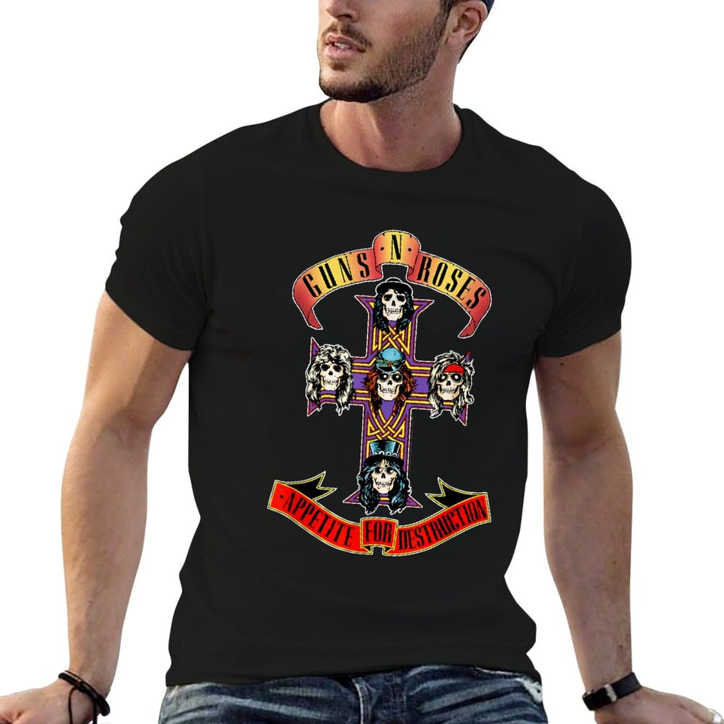 Guns N' Roses Official Cross Tagless Design T-Shirt
