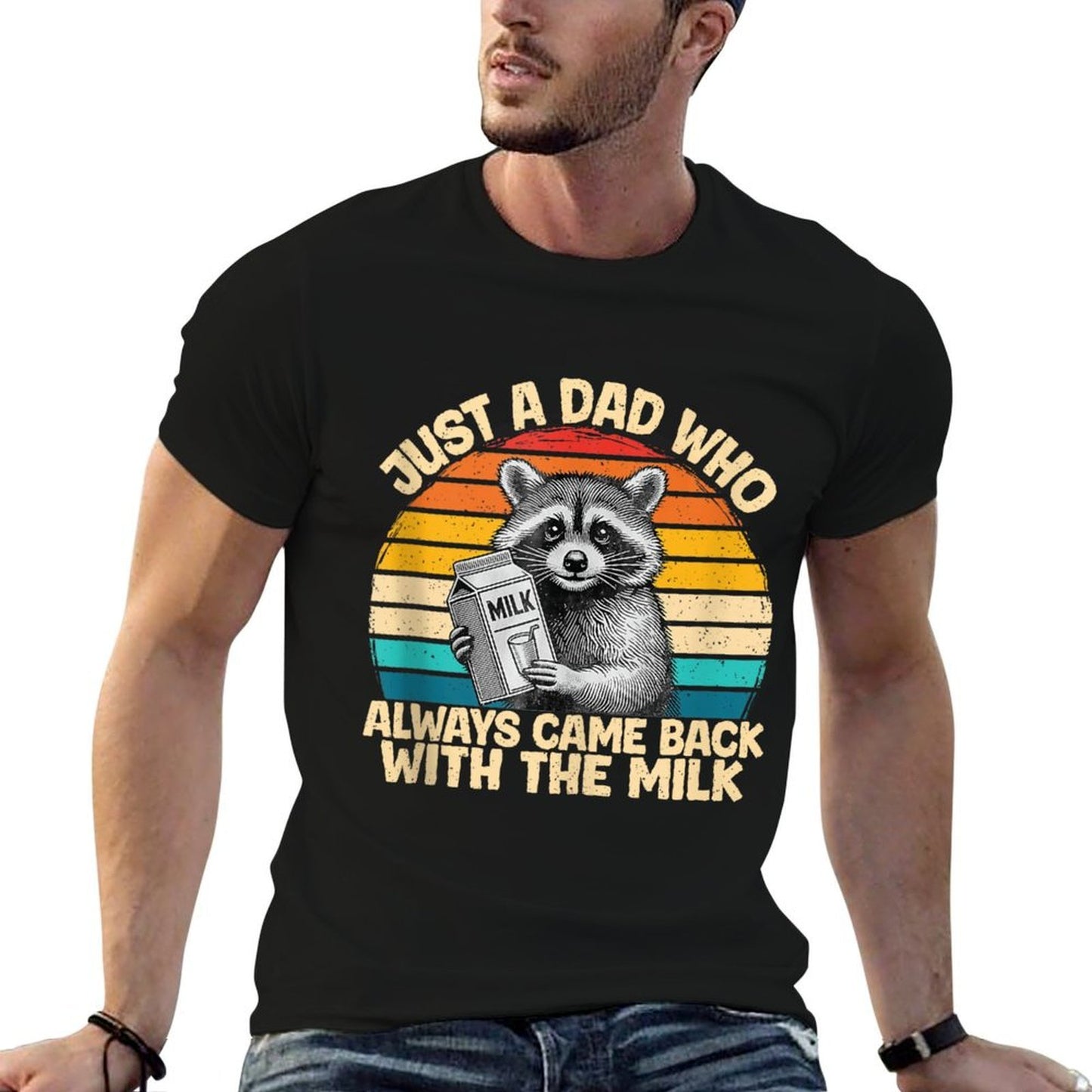 Just A Dad Who Always Came Back With The Milk Funny Slim-fit Cut T-Shirt