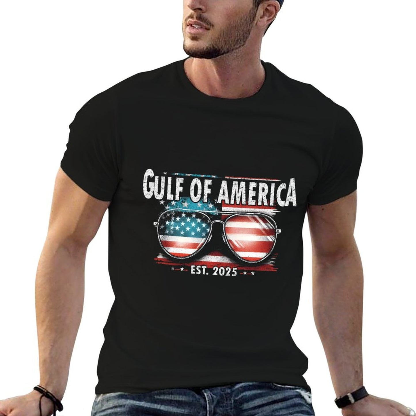 Gulf Of USA America, US Retro Gulf Of USA America Est 2025 Summer-ready Fabric T-Shirt
