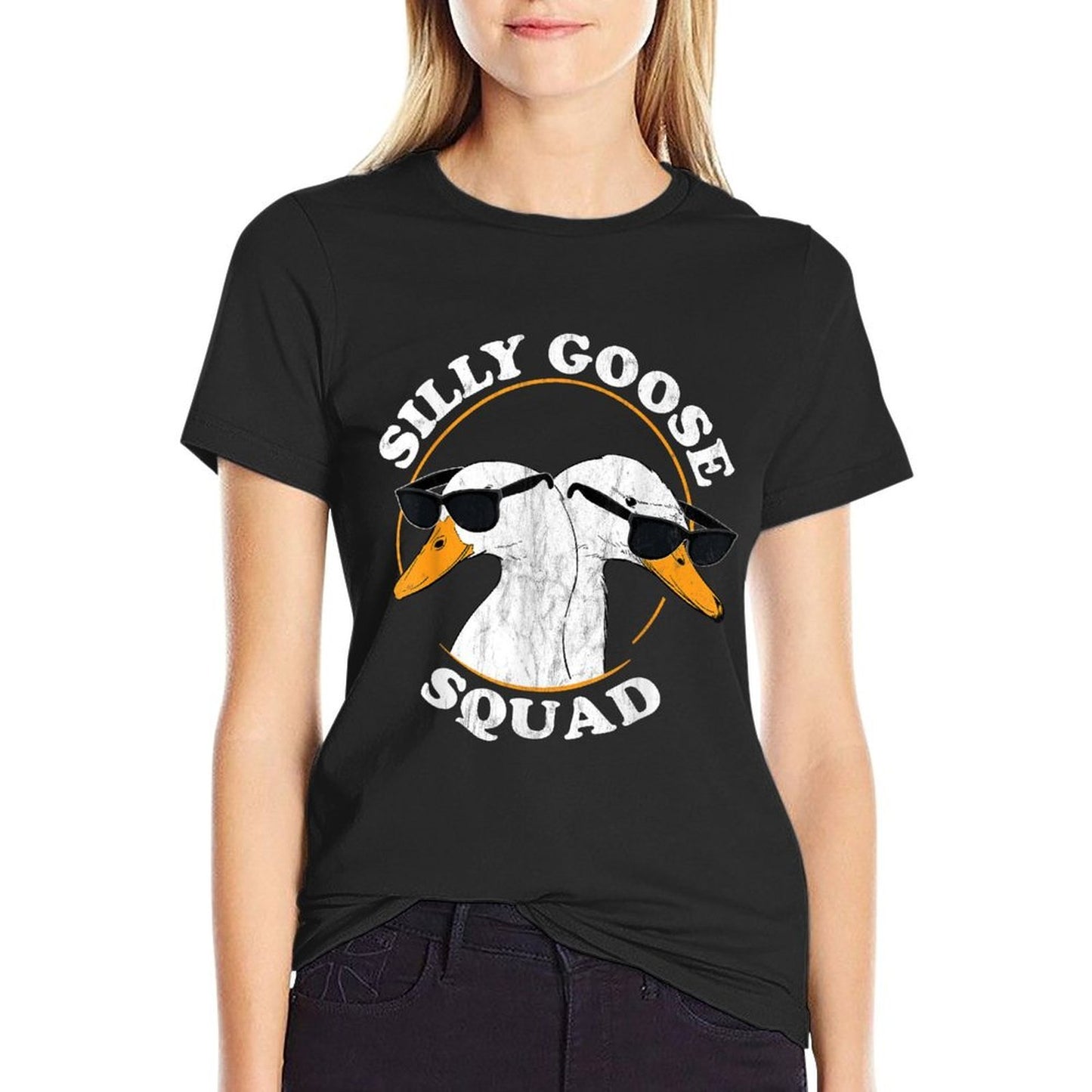 Silly Goose Squad Funny Goose Meme Cute Goose Trendy Design Wrinkle-resistant T-Shirt