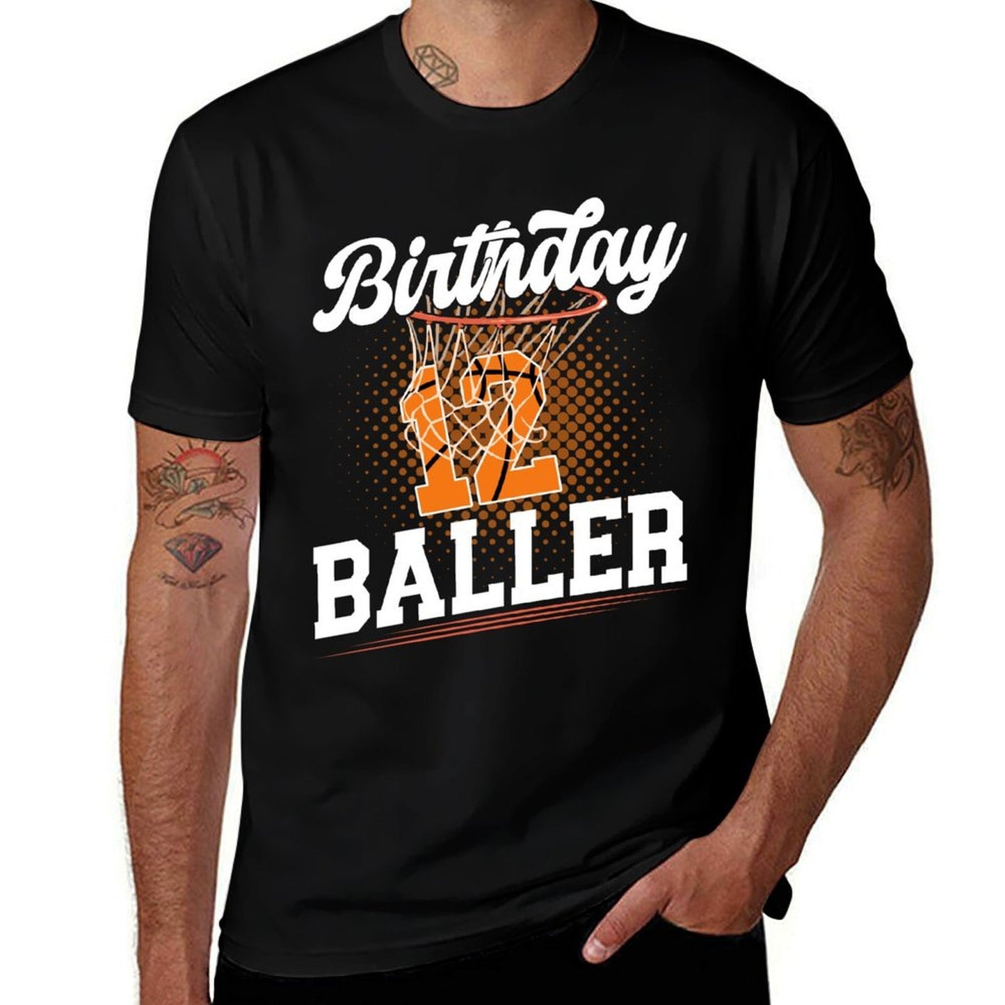 12th Basketball Birthday Twelve Year Old Basketball Player Slim-fit Cut T-Shirt