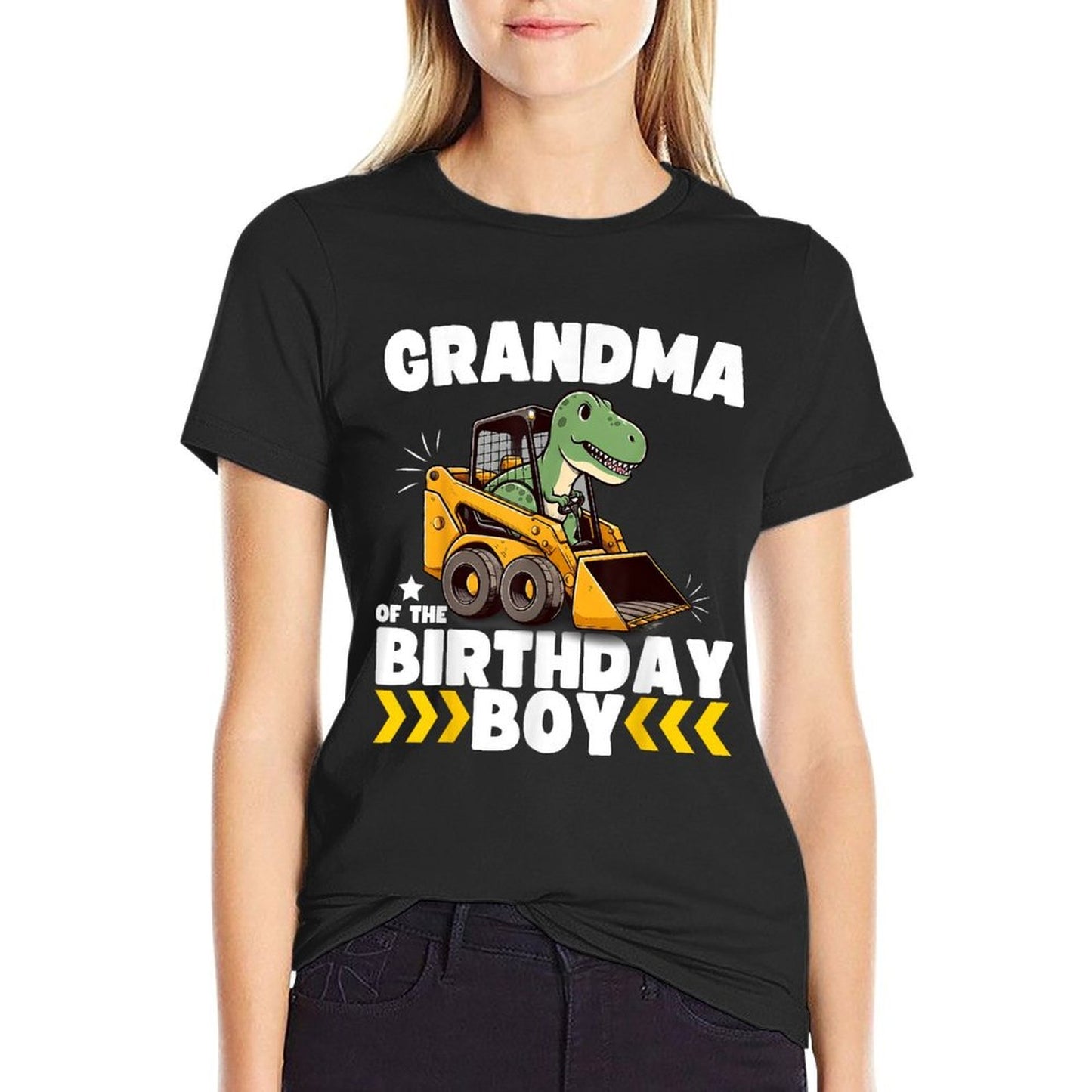Grandma of The Birthday Boy Dinosaur Construction Worker Trendy Pattern T-Shirt