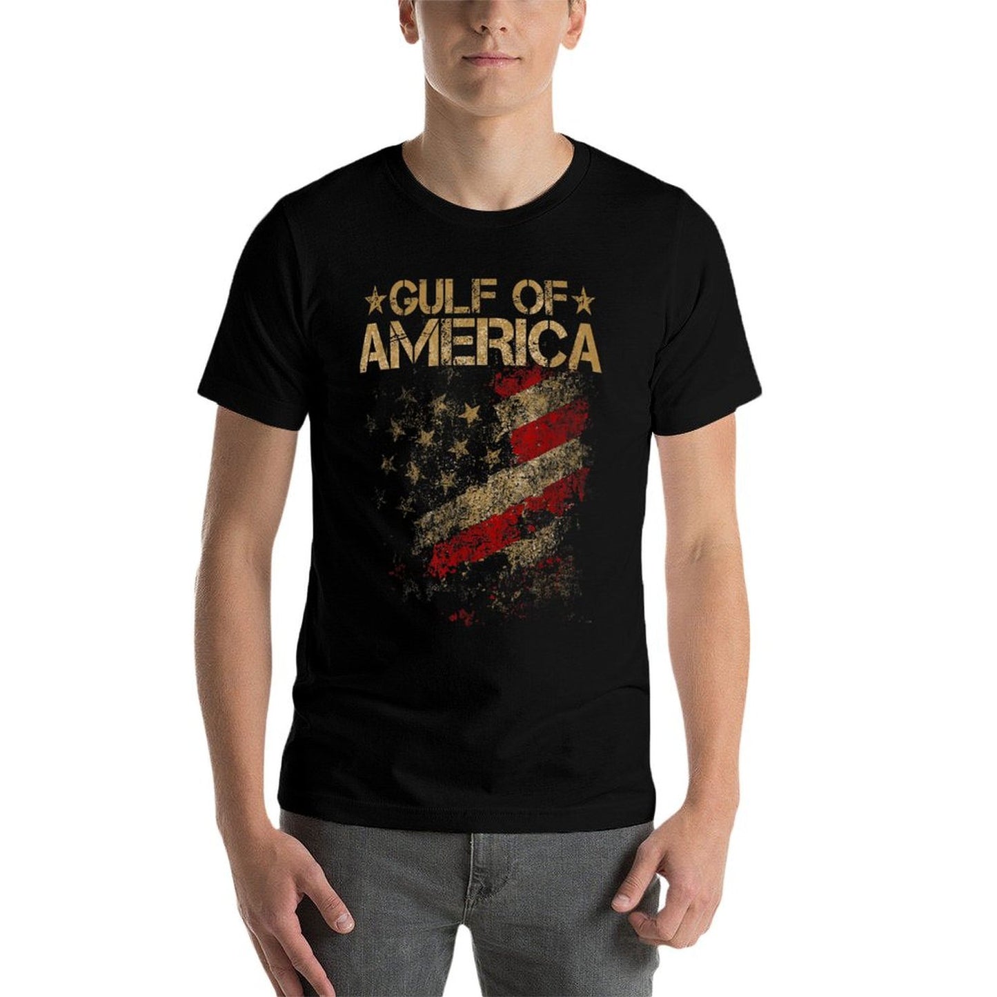 Gulf of USA America Vintage American Flag Patriotic Summer-ready Fabric T-Shirt