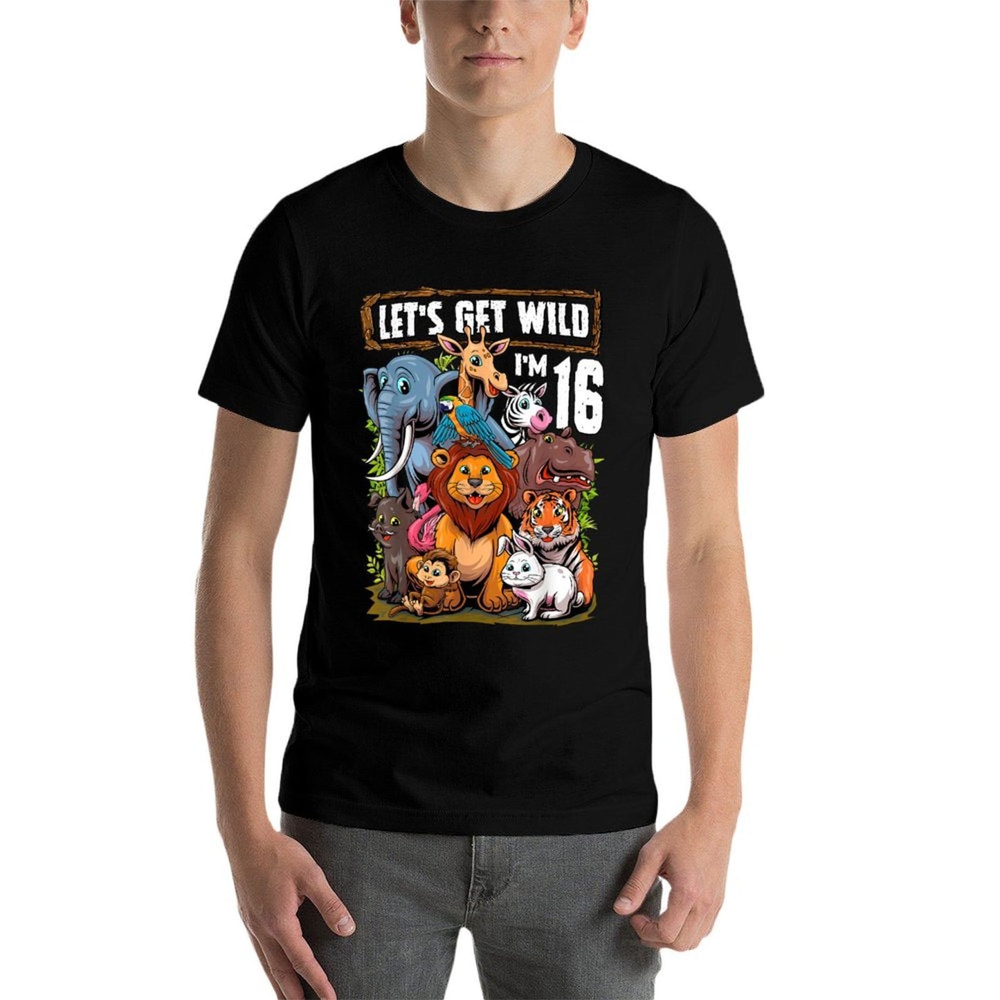 16 Year Old Zoo Birthday Safari Jungle Animals 16th Birthday Trendy Pattern T-Shirt