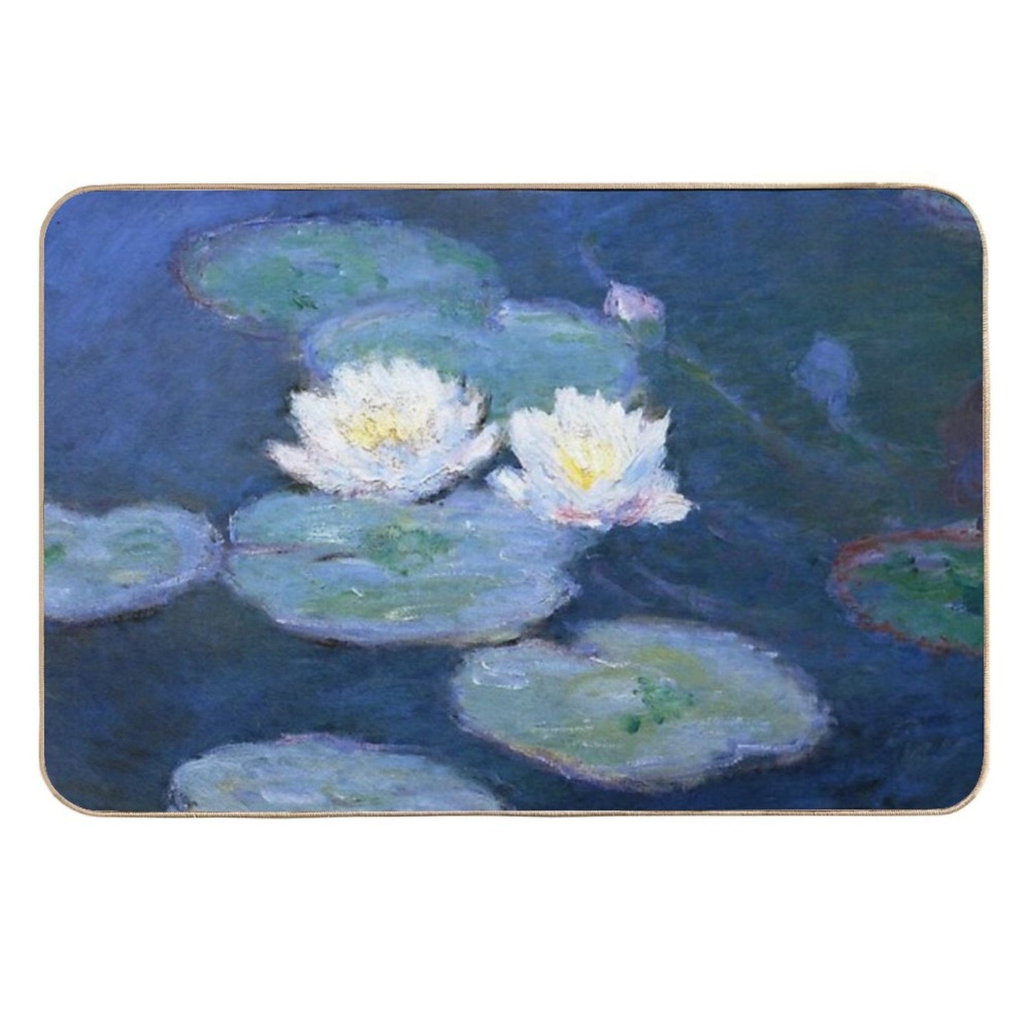 Two Water Lilies Monet Fine Art Repositionable Bath Mat