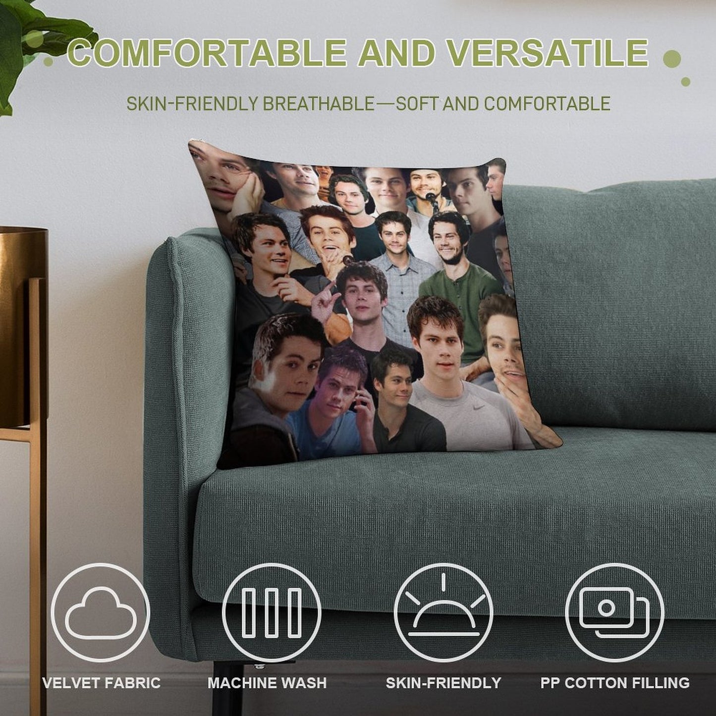 Dylan O’Brien Collage Soft Gift Ready Throw Pillow