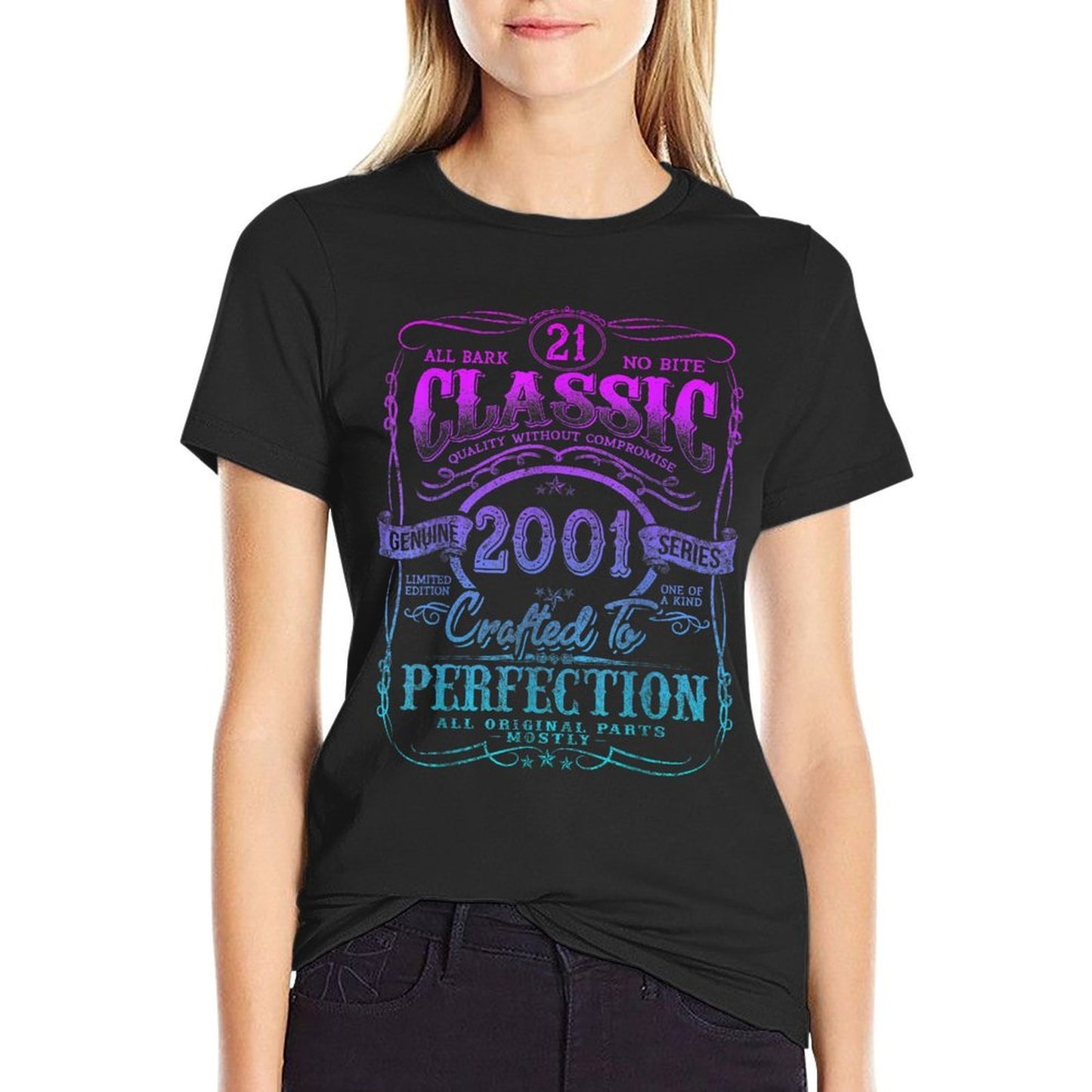 Vintage 2001 Limited Edition 21 Year Old 21st Birthday Trendy Pattern T-Shirt