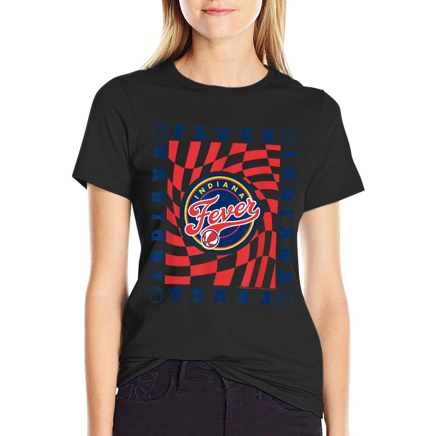 WNBA Indiana Fever Retro Wavy Checkerboard Easy-care T-Shirt