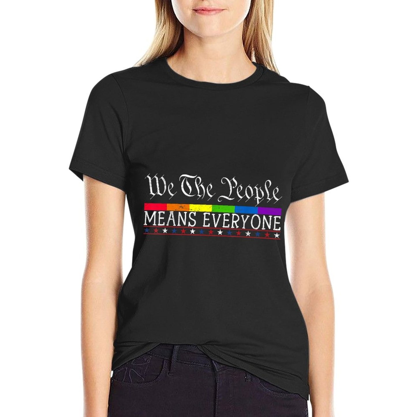 We The People Means Everyone US Constitution LGBT Pride Polyester Blend T-Shirt