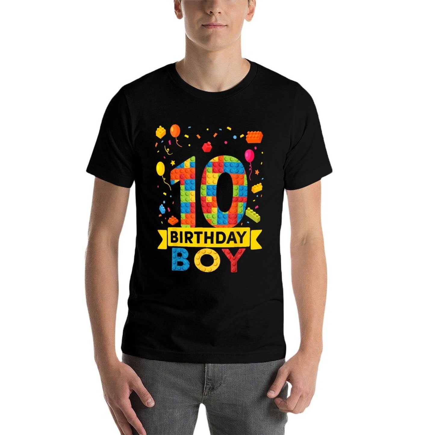 10 Year Old Building Blocks 10th Birthday Boy High-quality Stitching T-Shirt