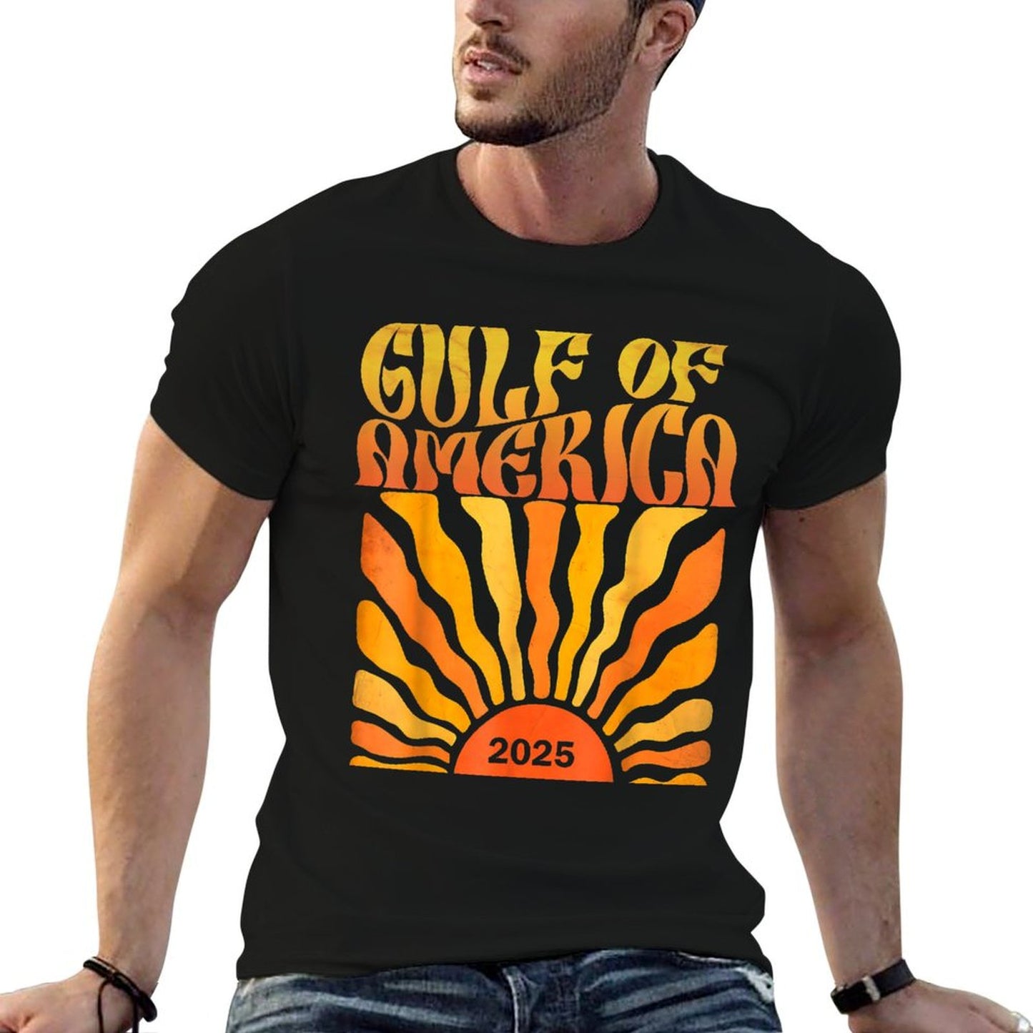 Gulf Of US America 2025 American Gifts Retro Vintage Summer-ready Fabric T-Shirt