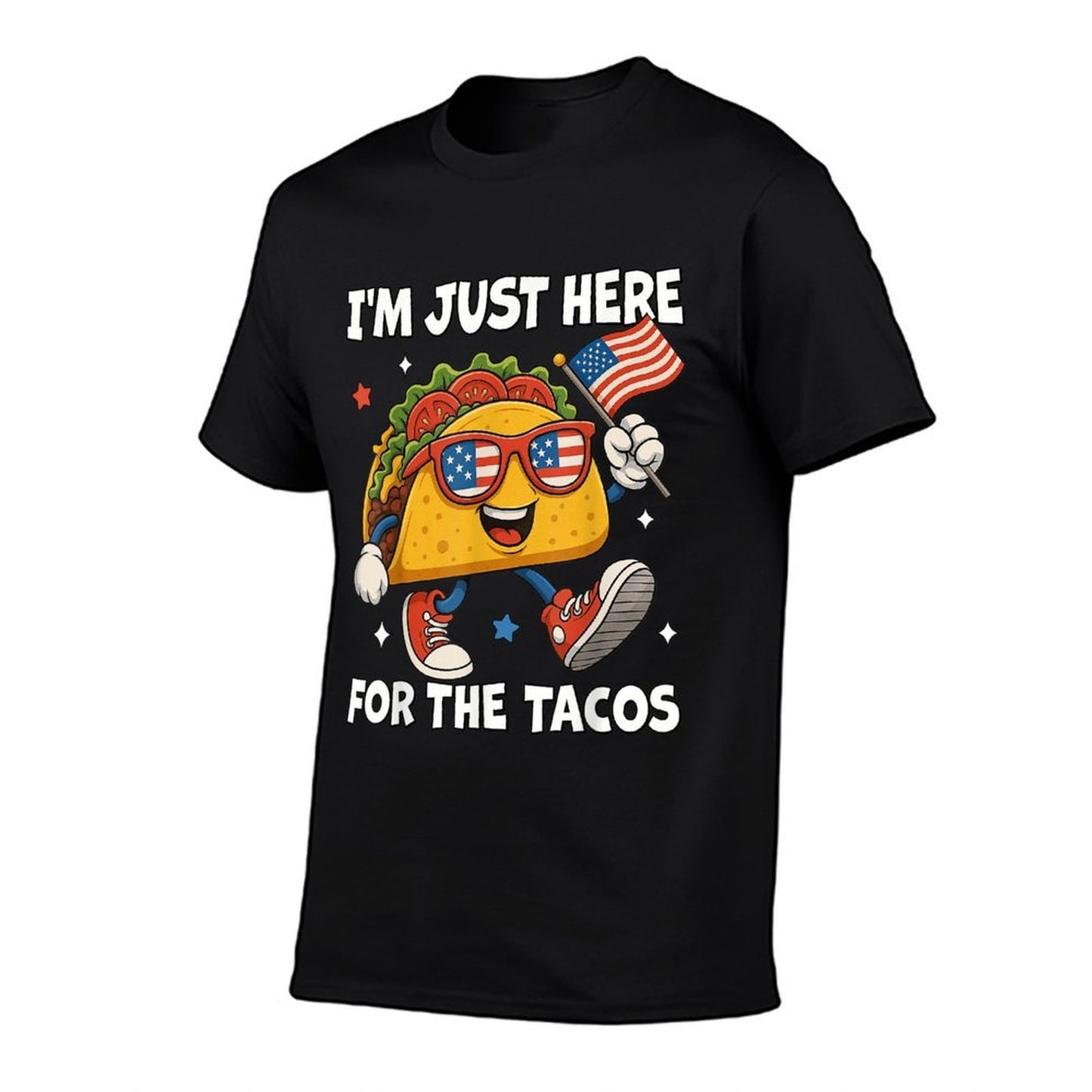 Im Just Here For The Tacos Funny 4th Of July Men Women Kids Wrinkle-resistant T-Shirt