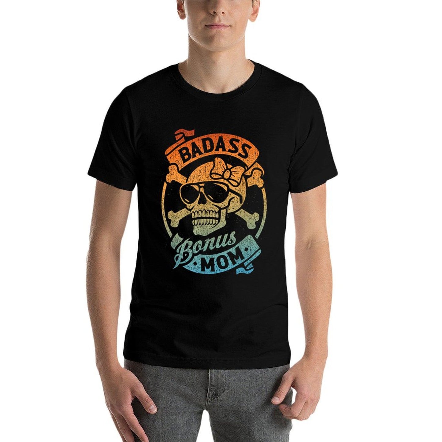 Badass Bonus Mom, Stepmom Stepmother Mother's Day Heathered Texture T-Shirt