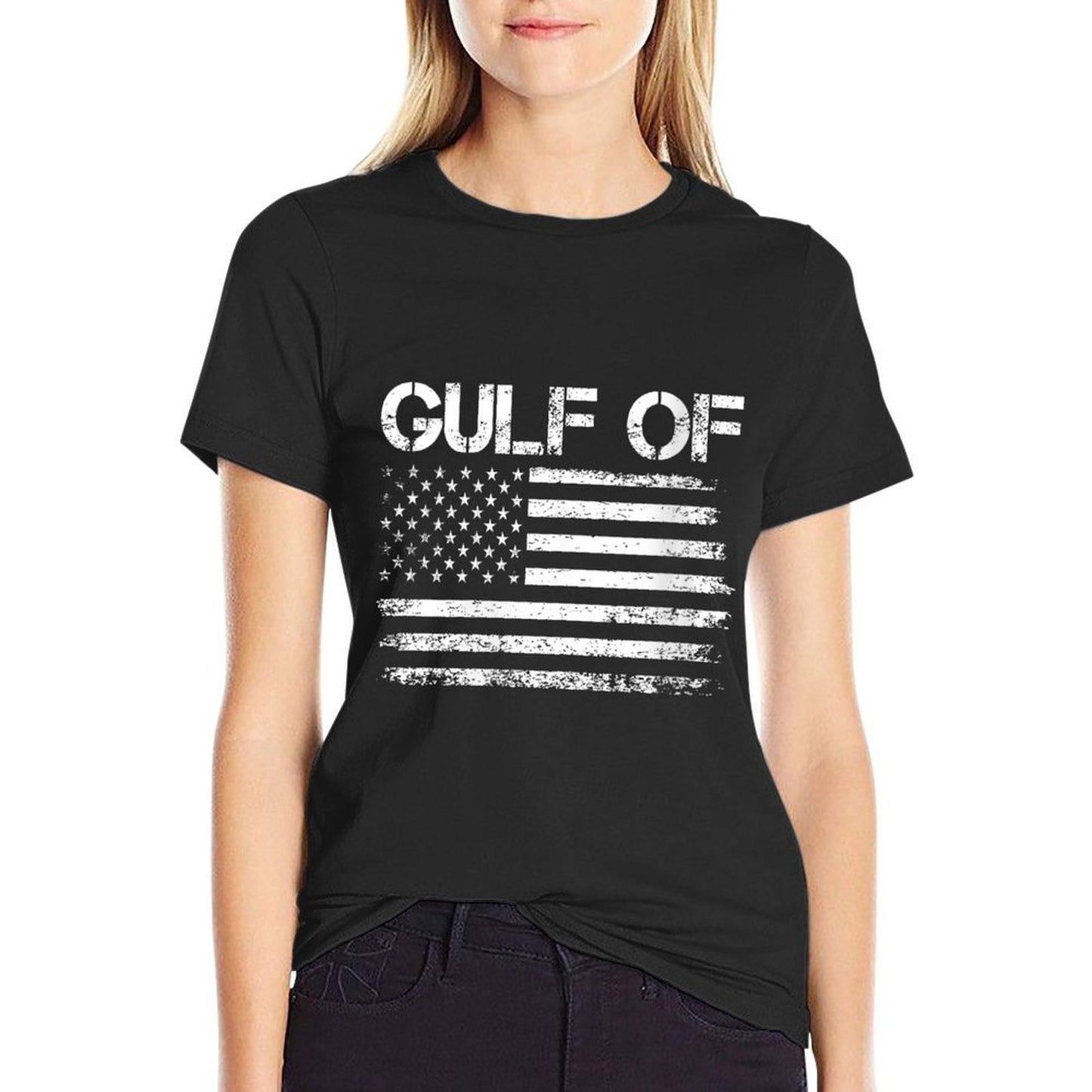 Womens Gulf of United States of America Funny Land Politics Quote Heathered Texture T-Shirt