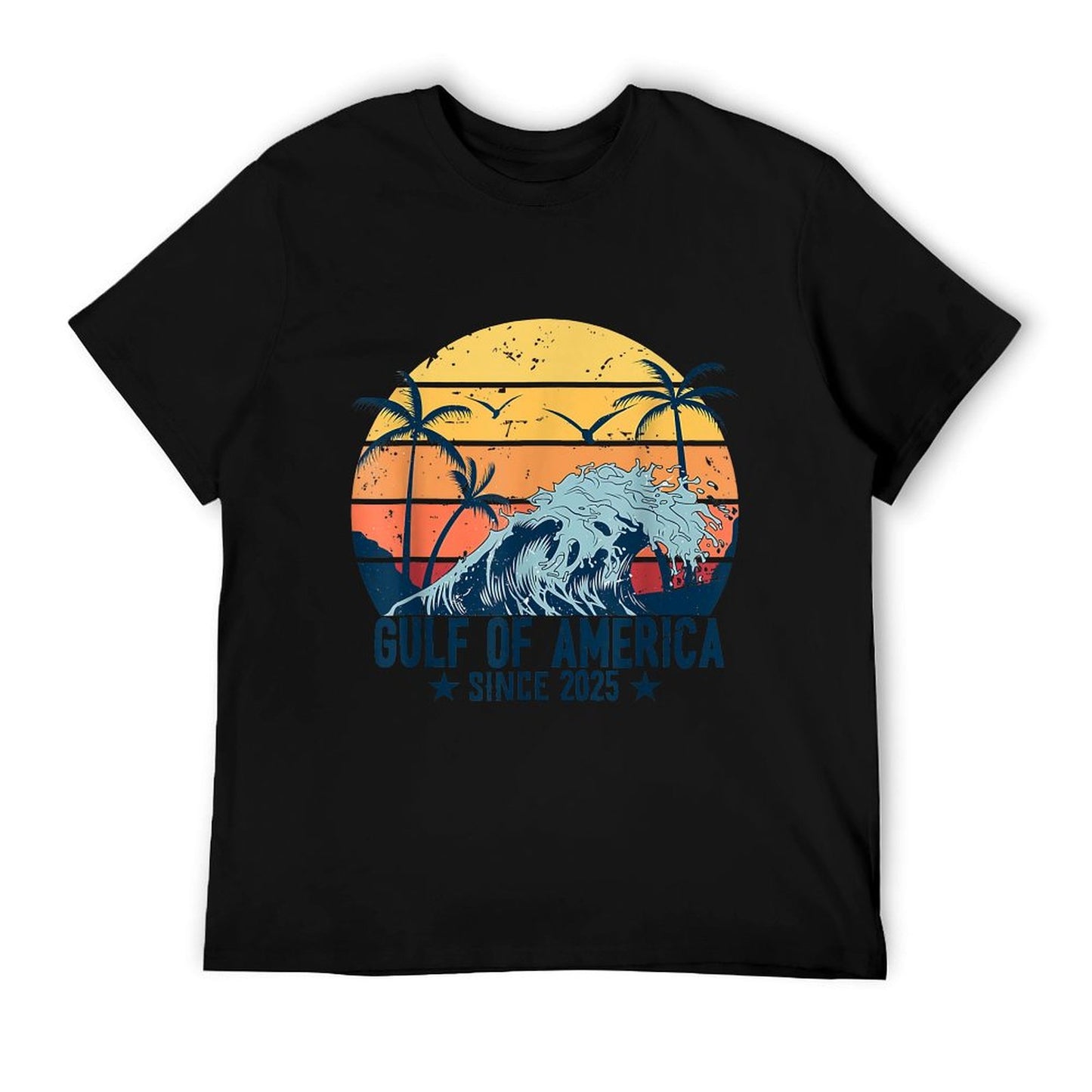 Retro Gulf Of USA America Est 2025 American Flag Man Women Slim-fit Cut T-Shirt