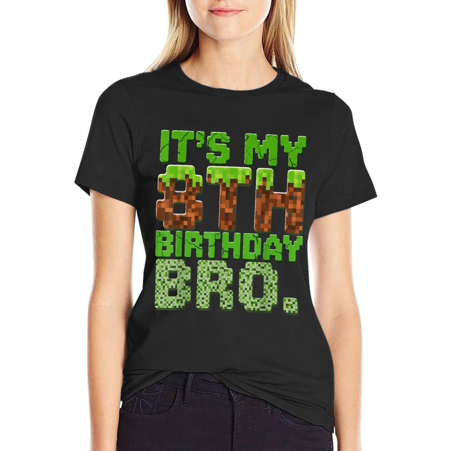 Boy Kids It's My 8th Birthday Video Game Pixel Birthday Trendy Pattern T-Shirt