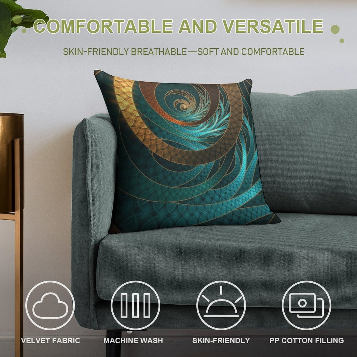 Beautiful Corded Leather Turquoise Fractal Bangles Soft Style Accent Throw Pillow