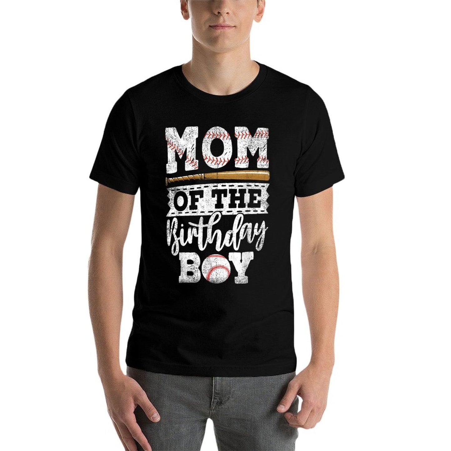 Mom Of The Birthday Boy Baseball Baller Kids Polyester Blend T-Shirt