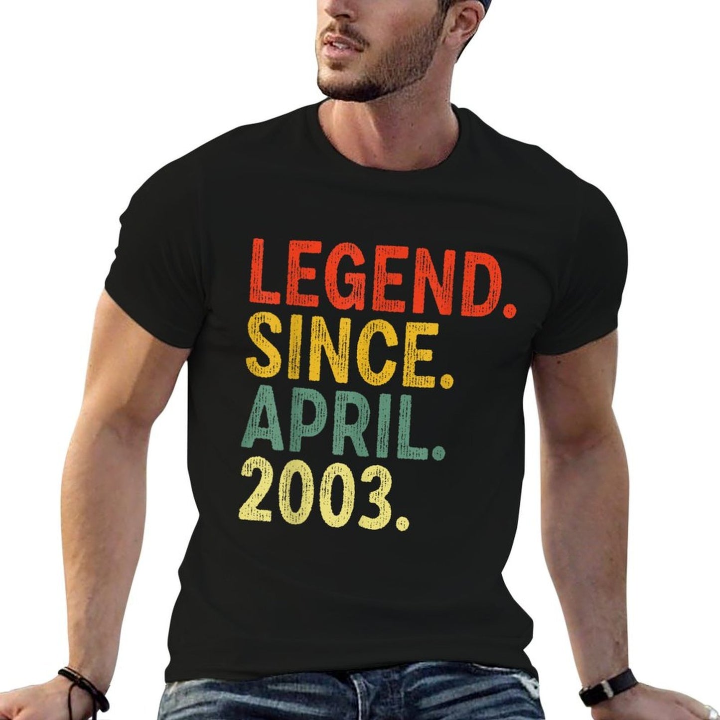 20 Year Old Legend Since April 2003 20th Birthday Rolled Sleeves T-Shirt