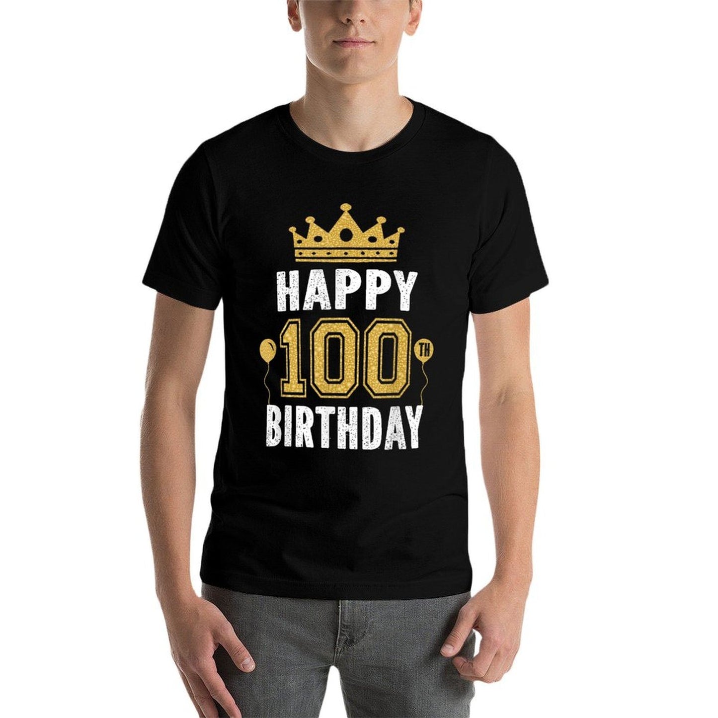 Happy 100th Birthday Idea For 100 Years Old Man And Woman Heathered Texture T-Shirt
