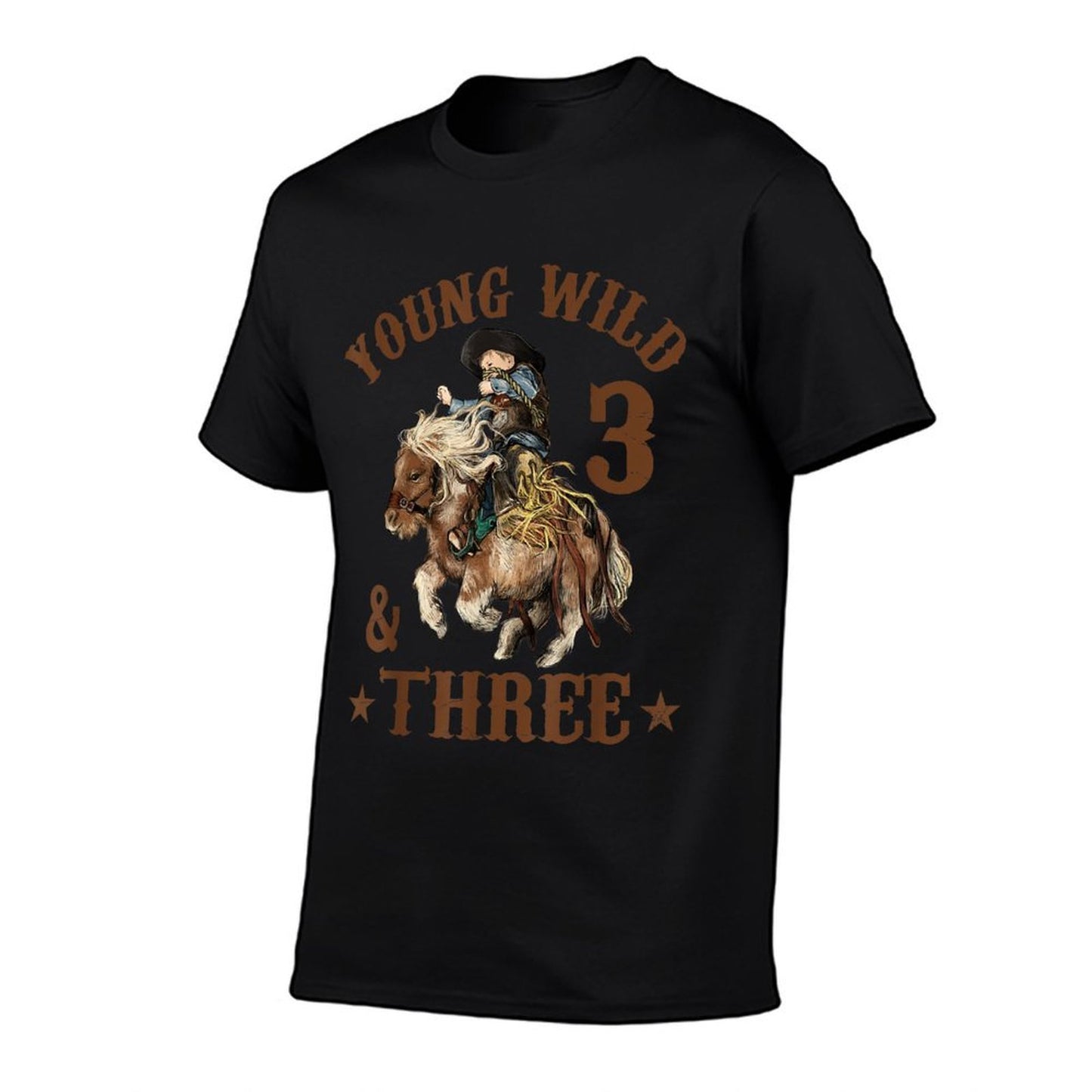 Young Wild And Three Cowboy 3rd Birthday Boy 3 Years Old Vintage-inspired T-Shirt