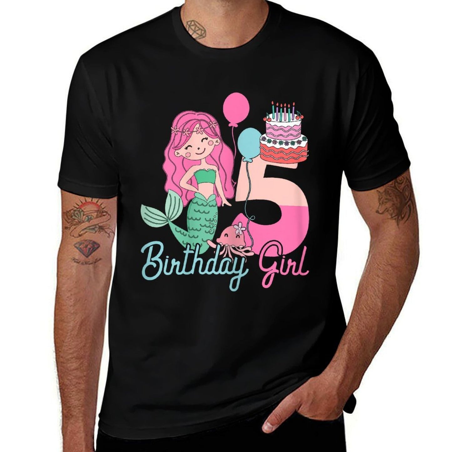 5 Years Old Birthday Girl Gifts Mermaid 5th Birthday Wrinkle-resistant T-Shirt