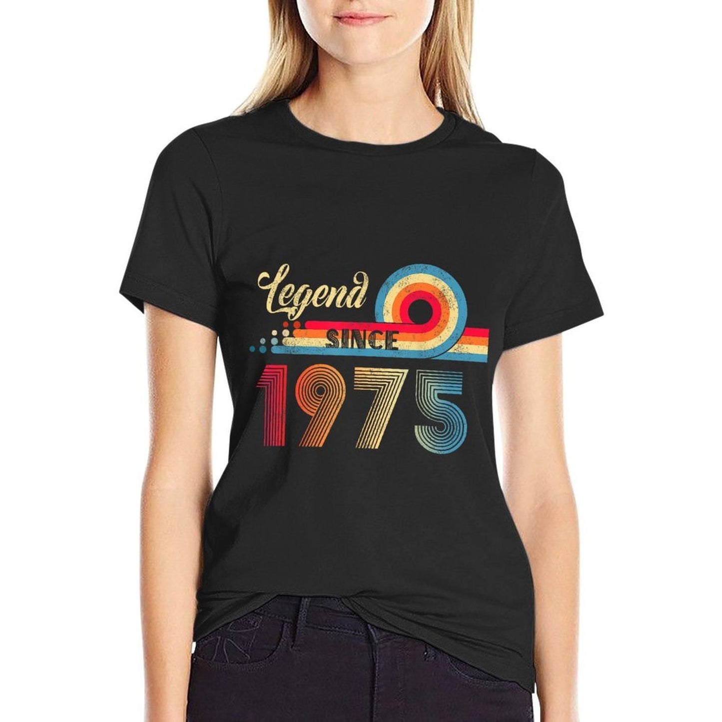 Legend Since 1975 Vintage 50th Birthday Retro 50 Year Old Rolled Sleeves T-Shirt