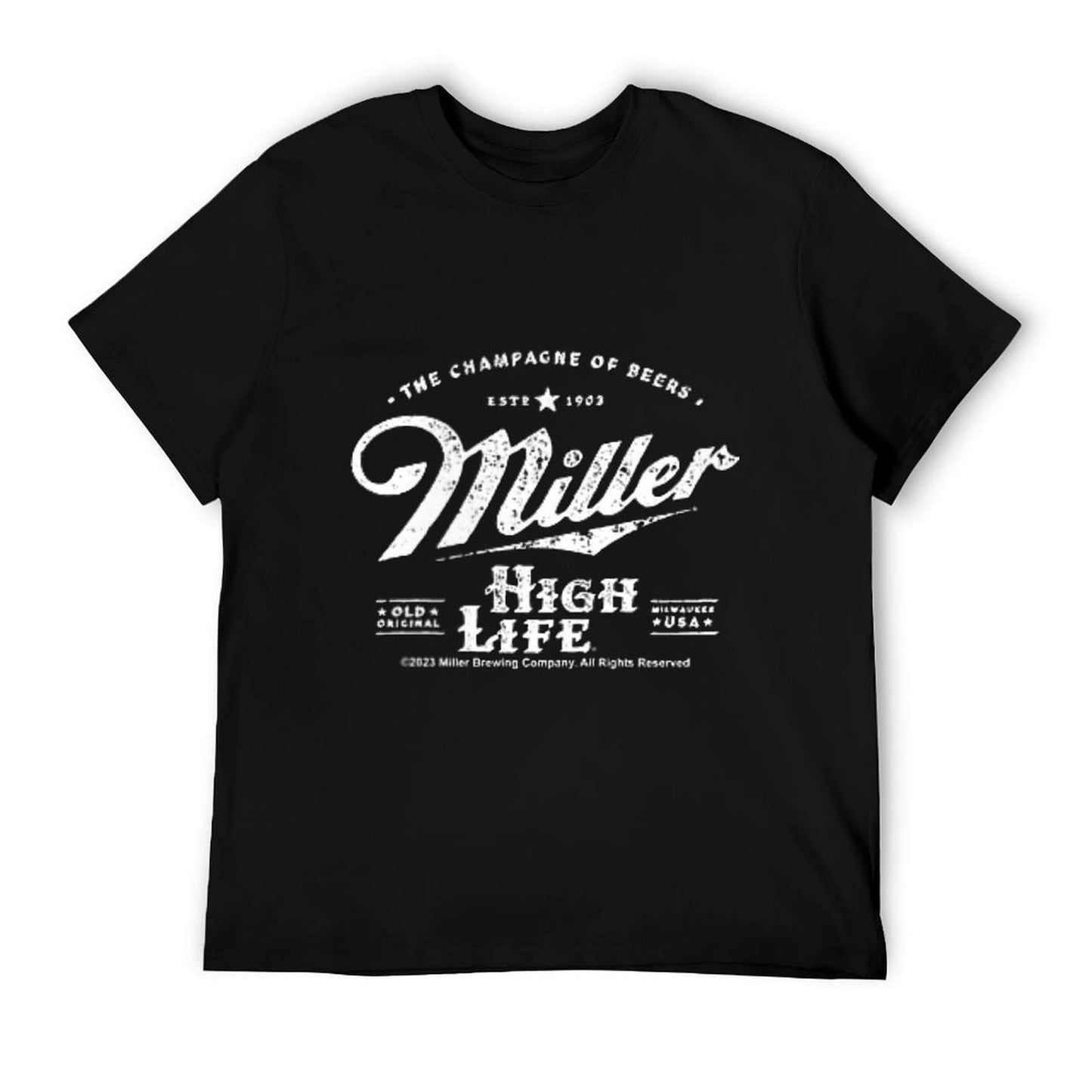 Coors Miller High Life Champagne of Beers Front And Back Ribbed Collar T-Shirt