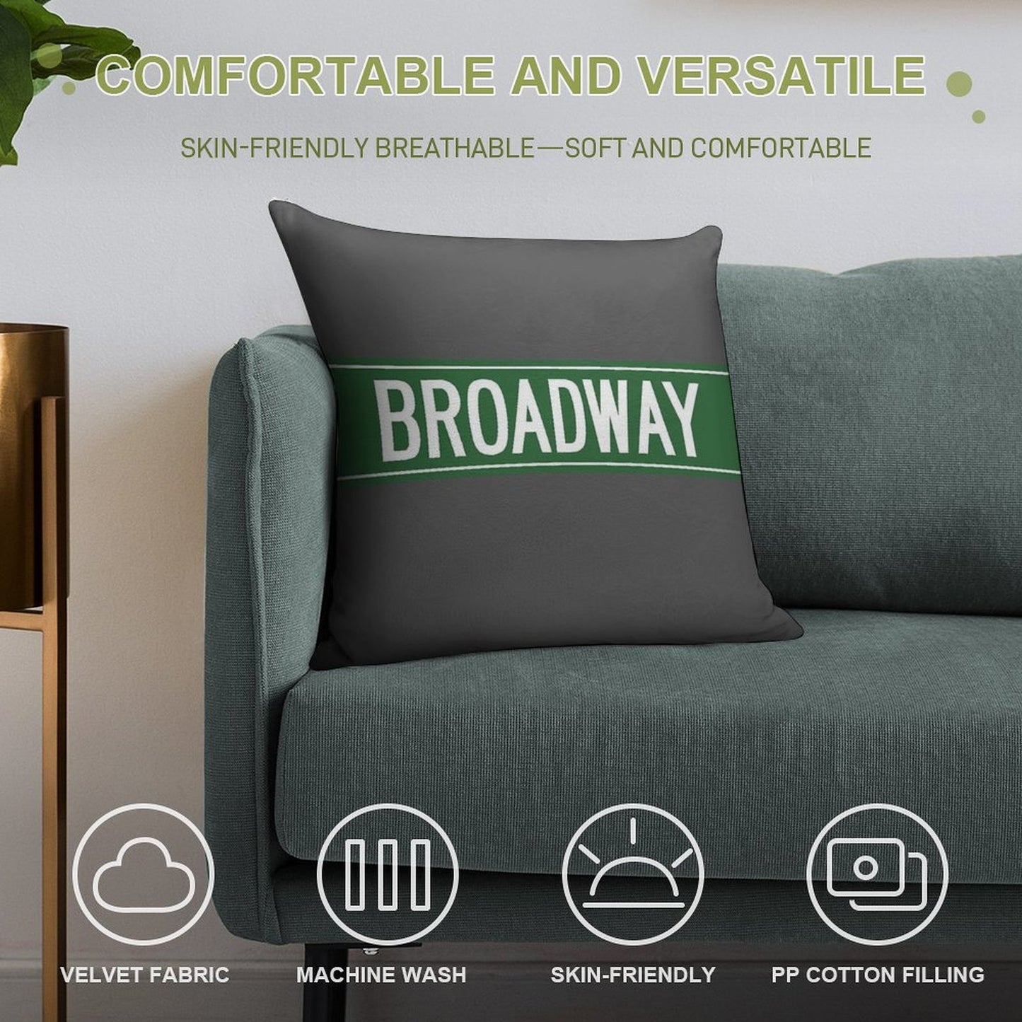 BROADWAY, NYC Soft Gift Ready Throw Pillow